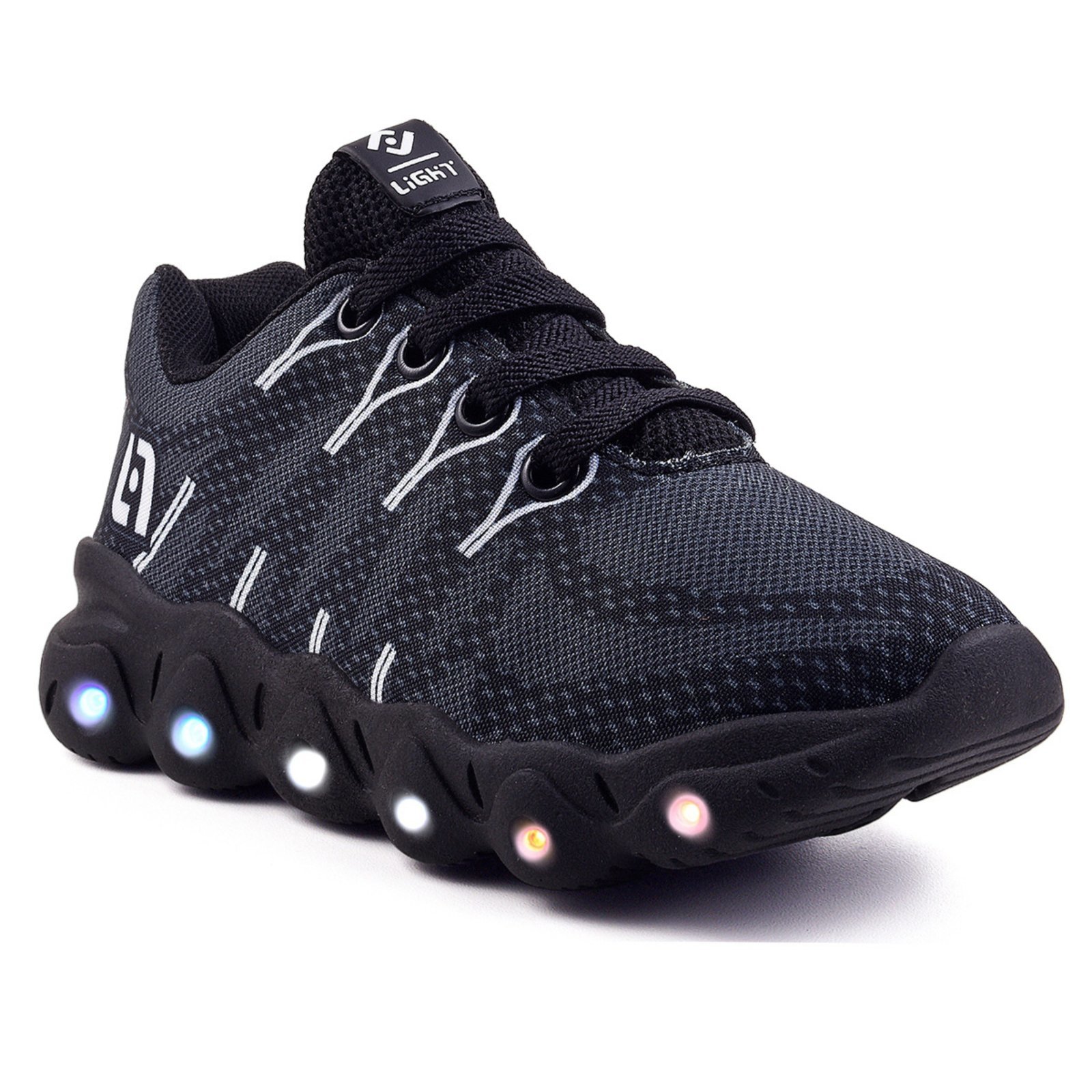 Vista 2 Infantil - Tenis De Led Meninos Casual Com Luzes CALCADOS LGHT LIGHT preto CALCADOS LGHT LIGHT preto