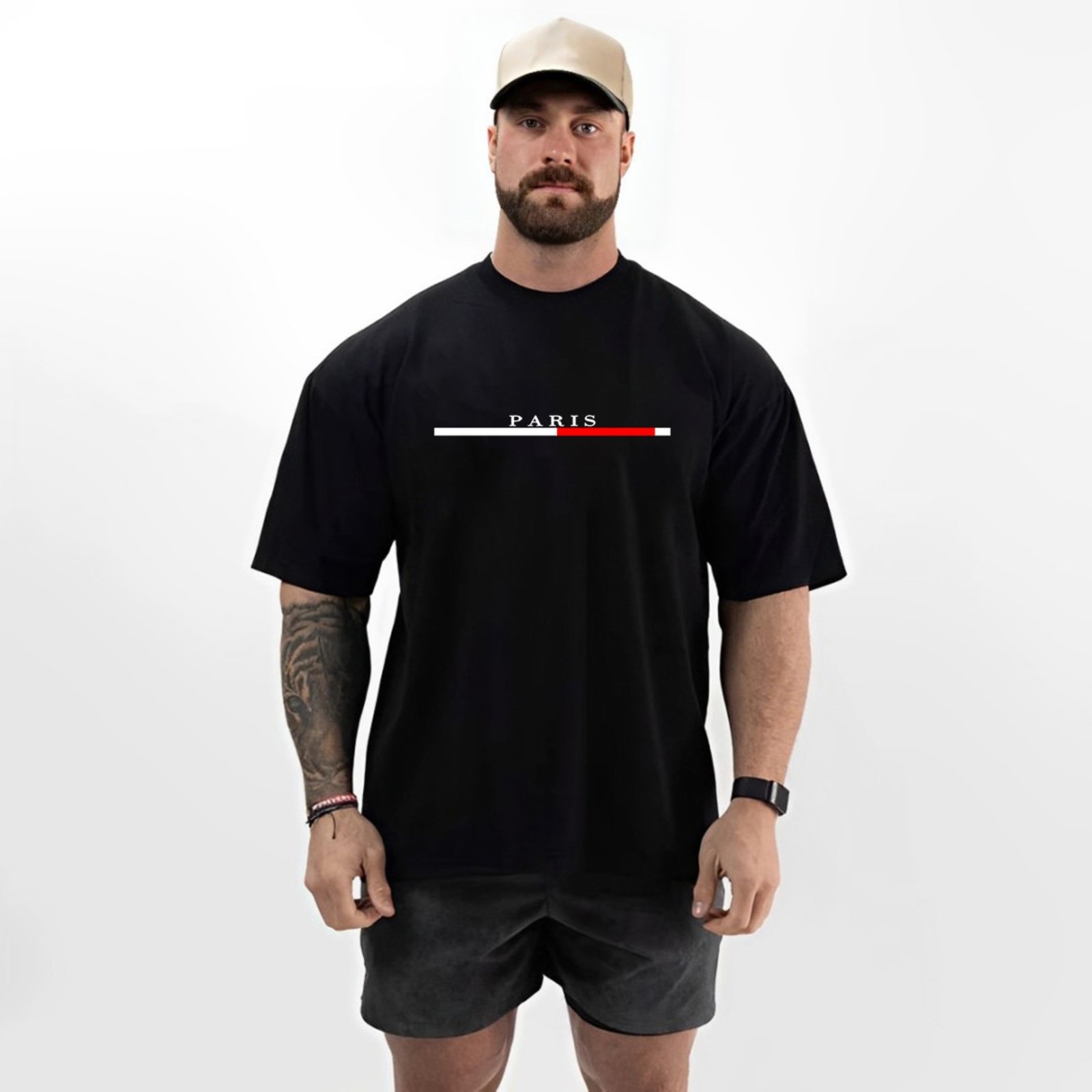 Camiseta Oversized Over Masculina Algodão Academia Preto