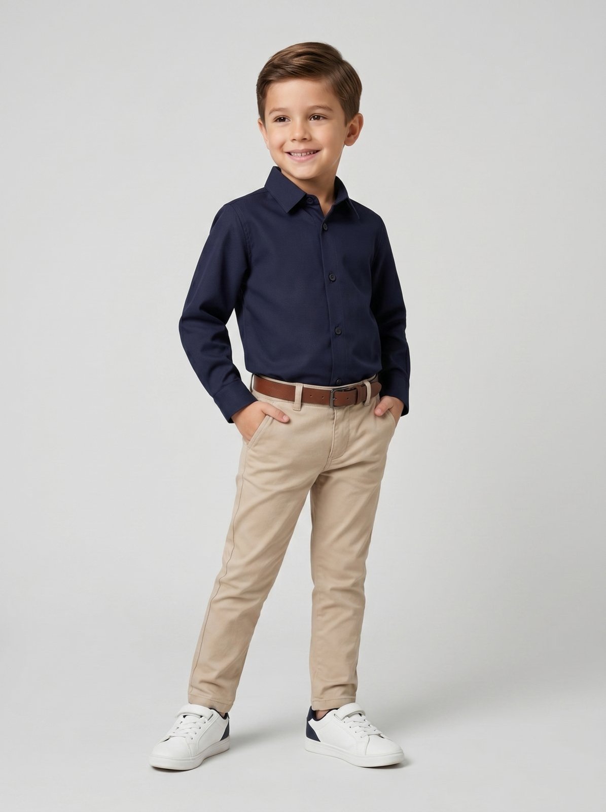 Infantil - Camisa Manga Longa Tric Fio 40 - Marinho - 06