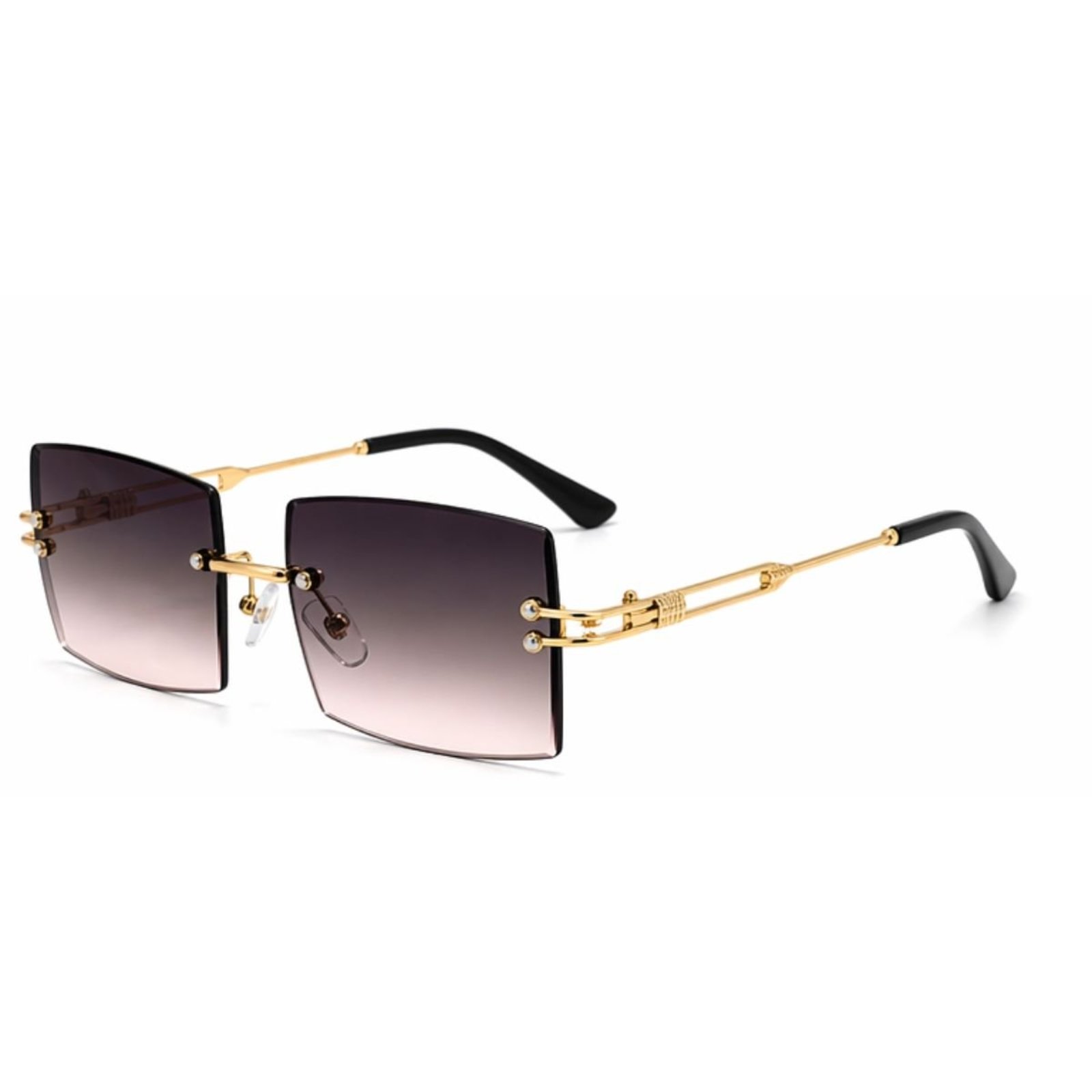 Óculos de Sol Quadrado Retrô Sem Aro Tendencia UV400 Luxo Dourado