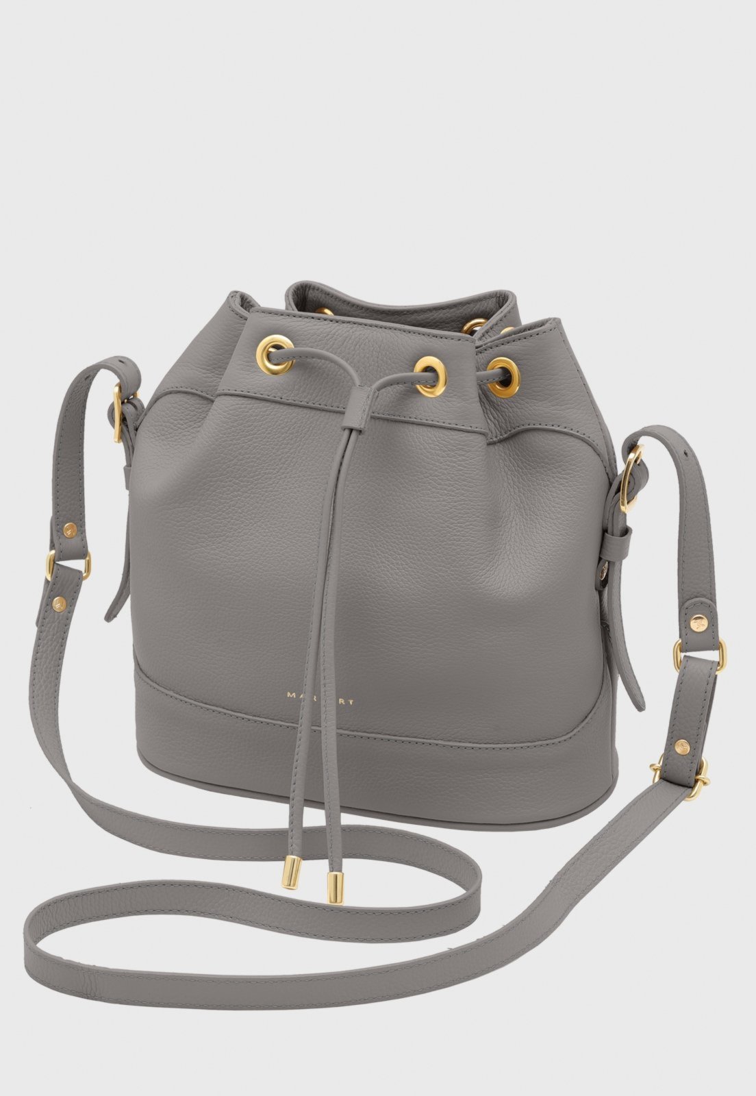 Bolsa Bucket Transversal Couro Mariart Chia Cinza