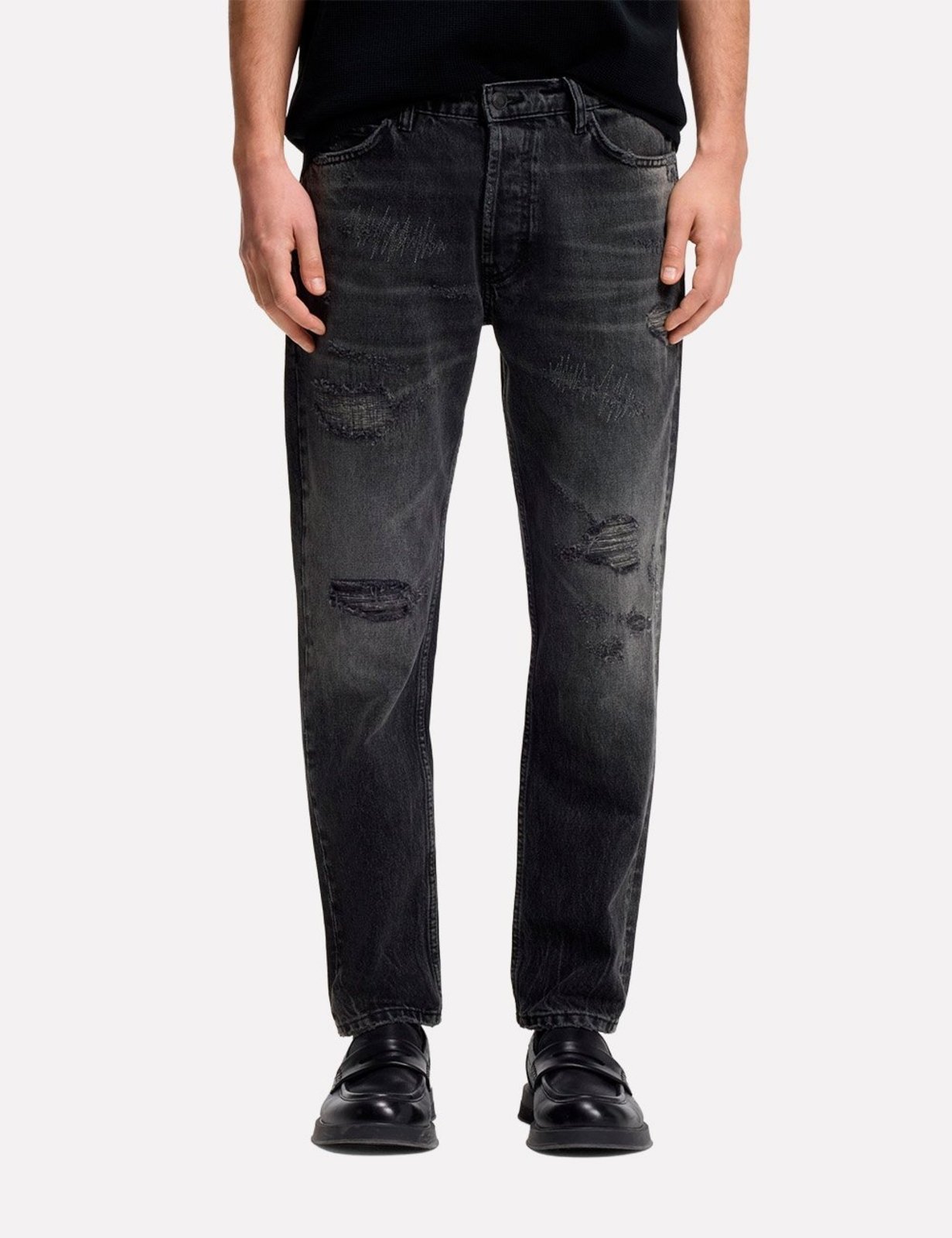 Calça Hugo Boss Masculina Jeans Tapered Fit 634 Cinza Escuro
