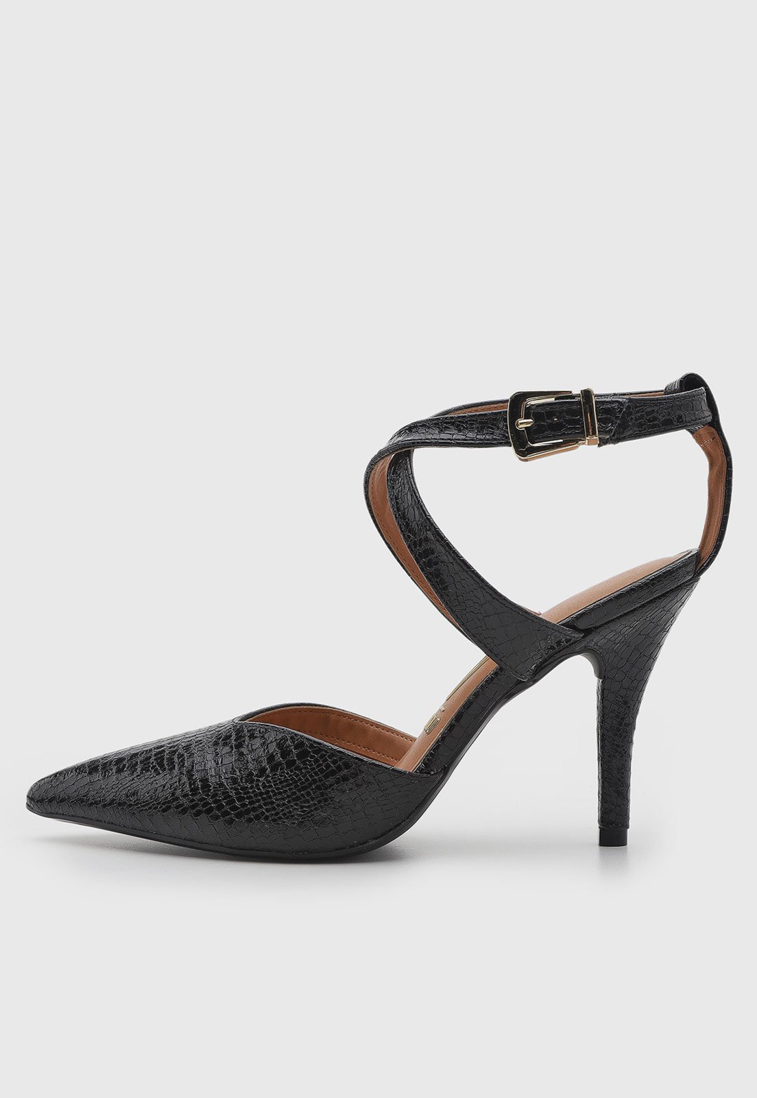 Scarpin Feminino Vizzano Salto Fino Texturizado Preto