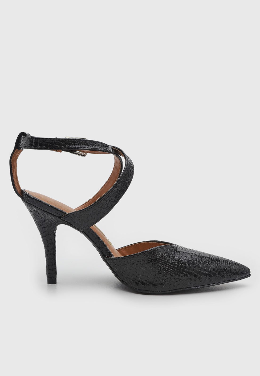 Vista 3 Scarpin Feminino Vizzano Salto Fino Texturizado preto VIZZANO preto