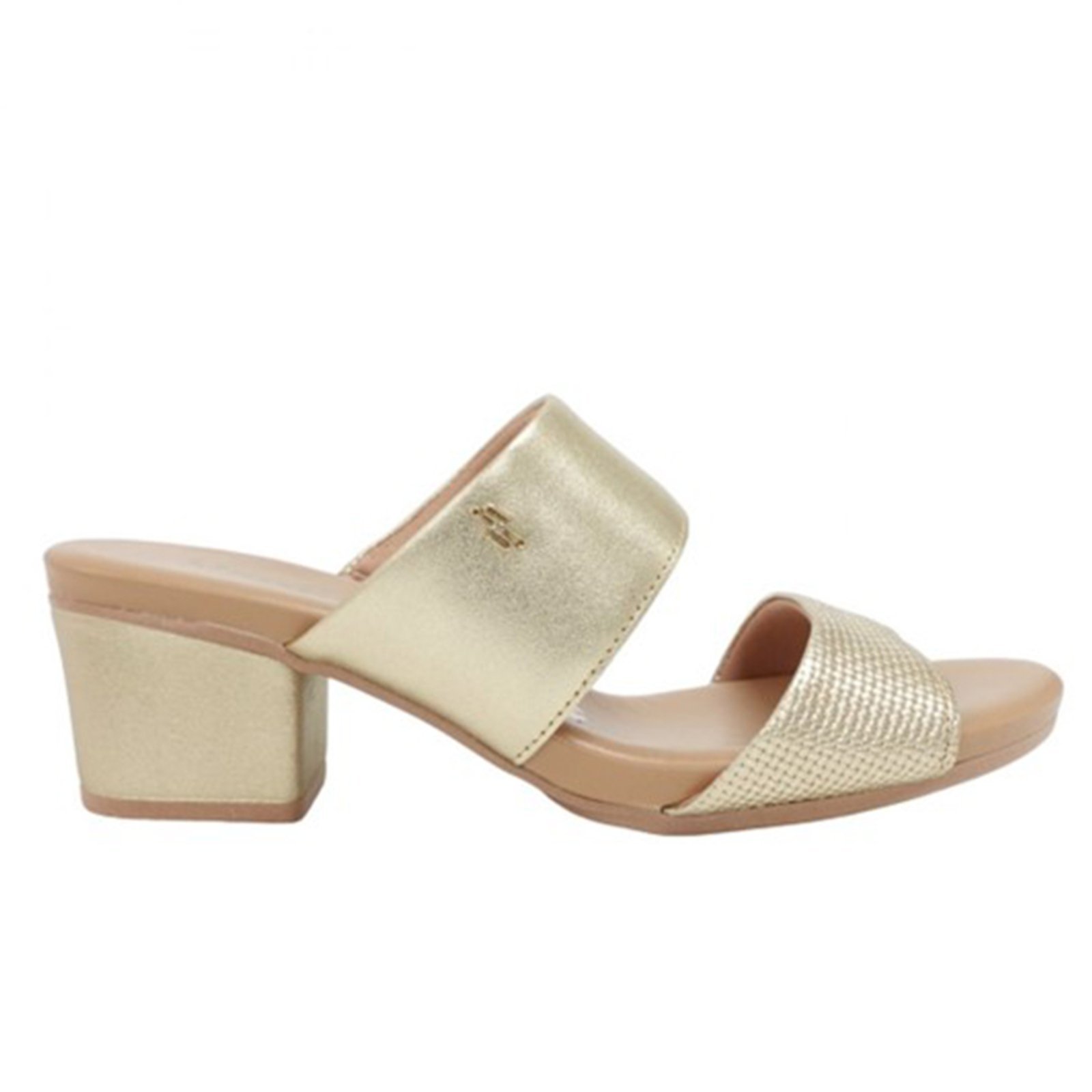 Tamanco Feminino Usaflex Salto Bloco Duas Tiras Conforto Ouro Light