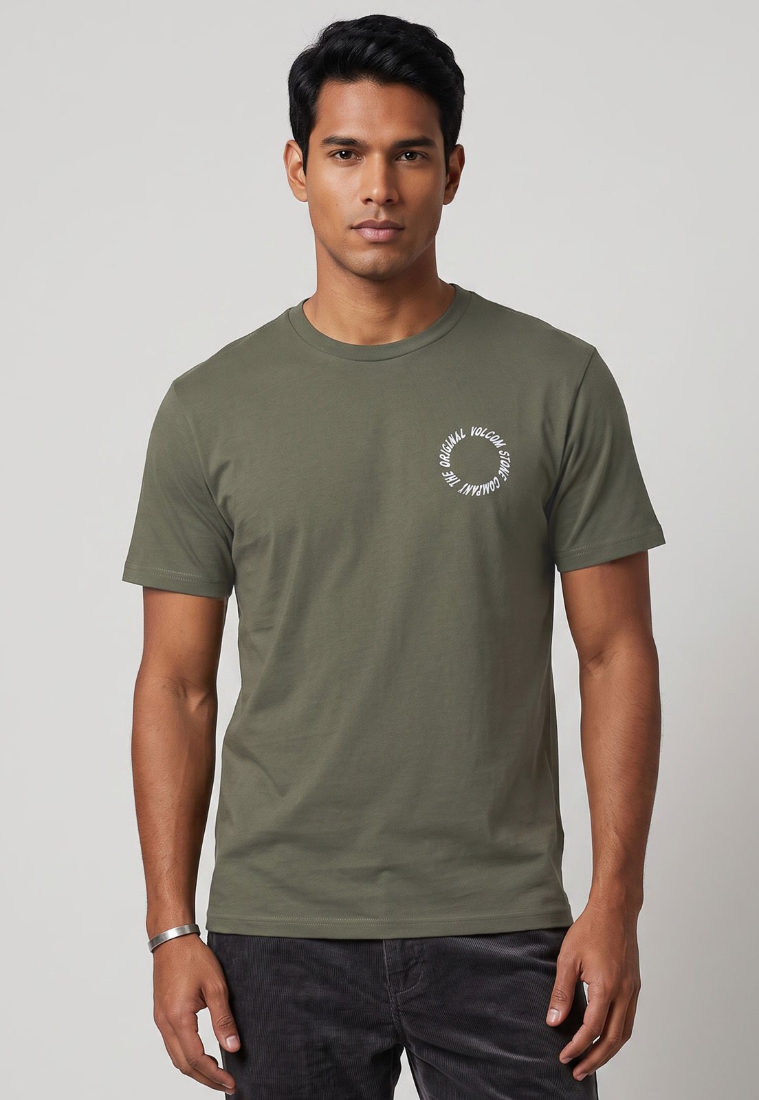 Camiseta Masculina Volcom Silk Round Out Verde