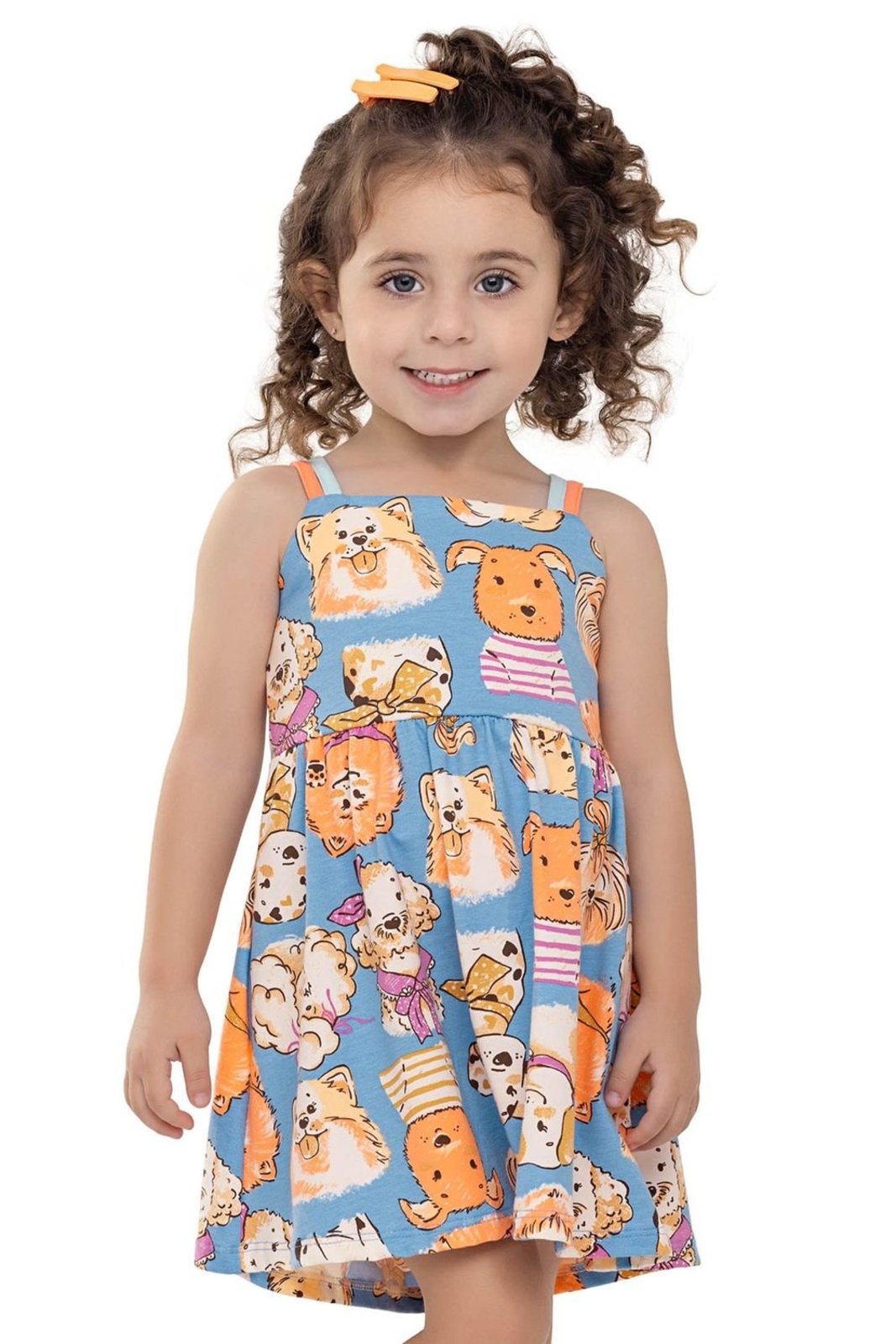 Infantil - Vestido Menina Cachorrinhos Elian Azul