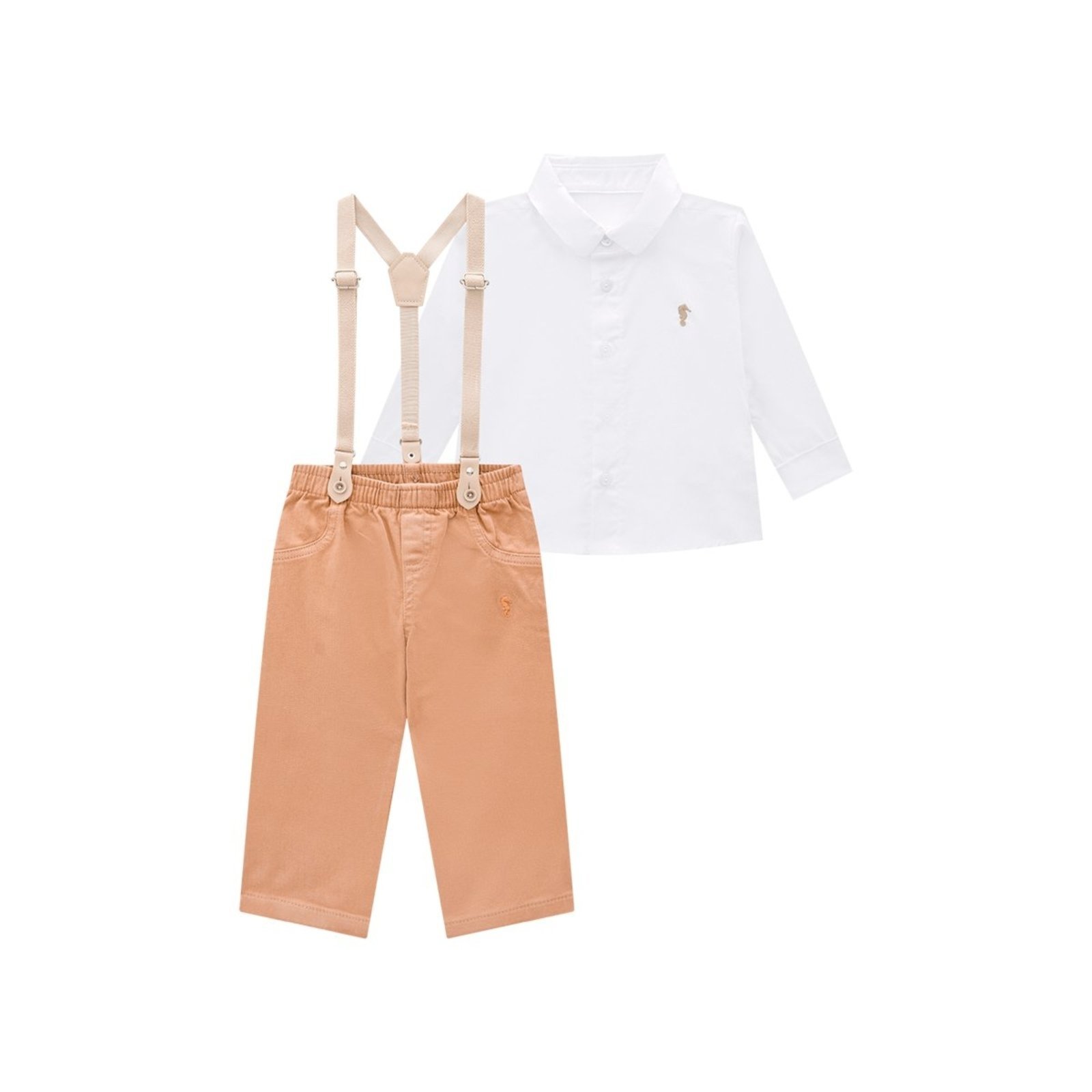 Infantil - Conjunto Menino com Camisa e Calça em Sarja Moletom Confortável