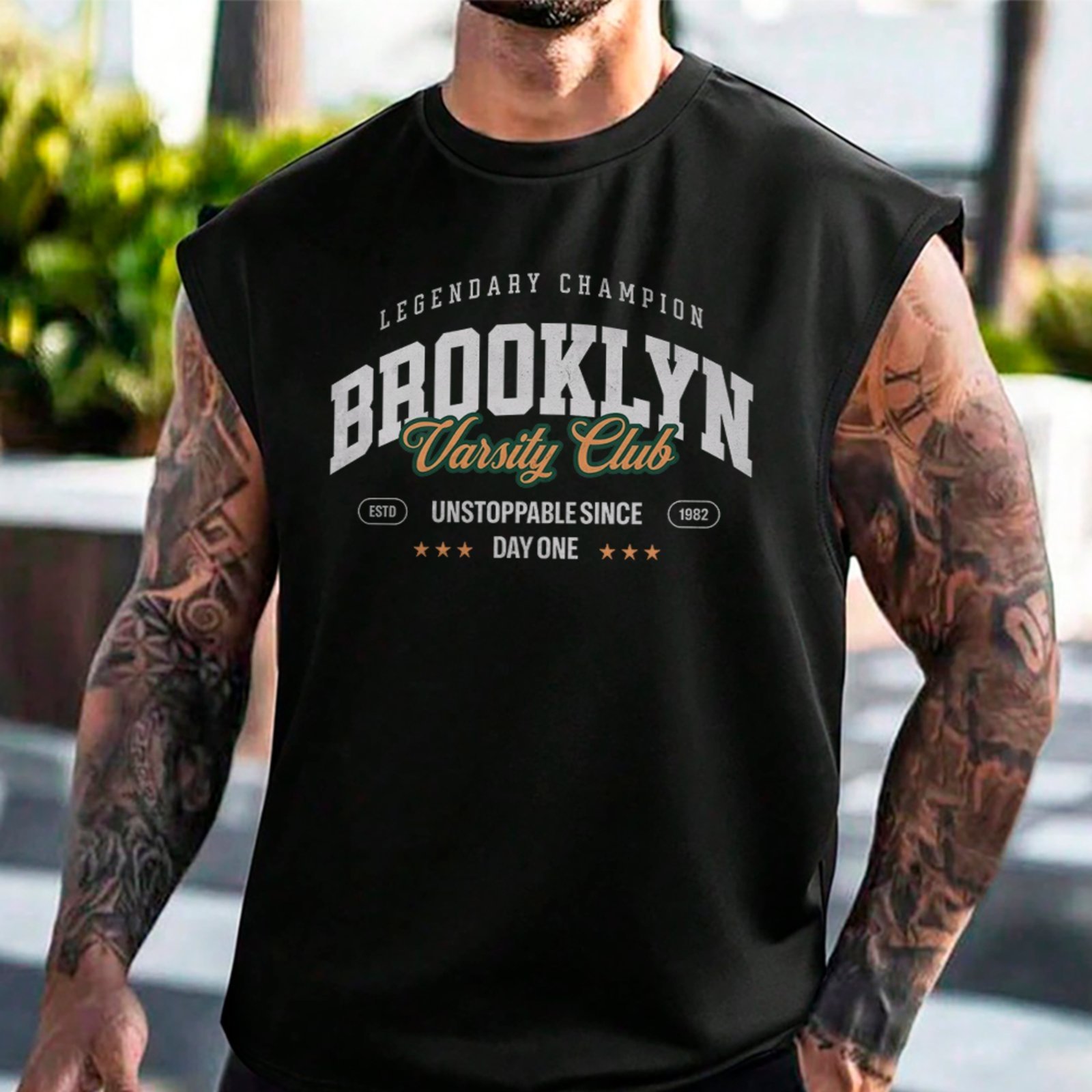 Camiseta Regata Machão Brooklyn Estilo Universitário Street Preto