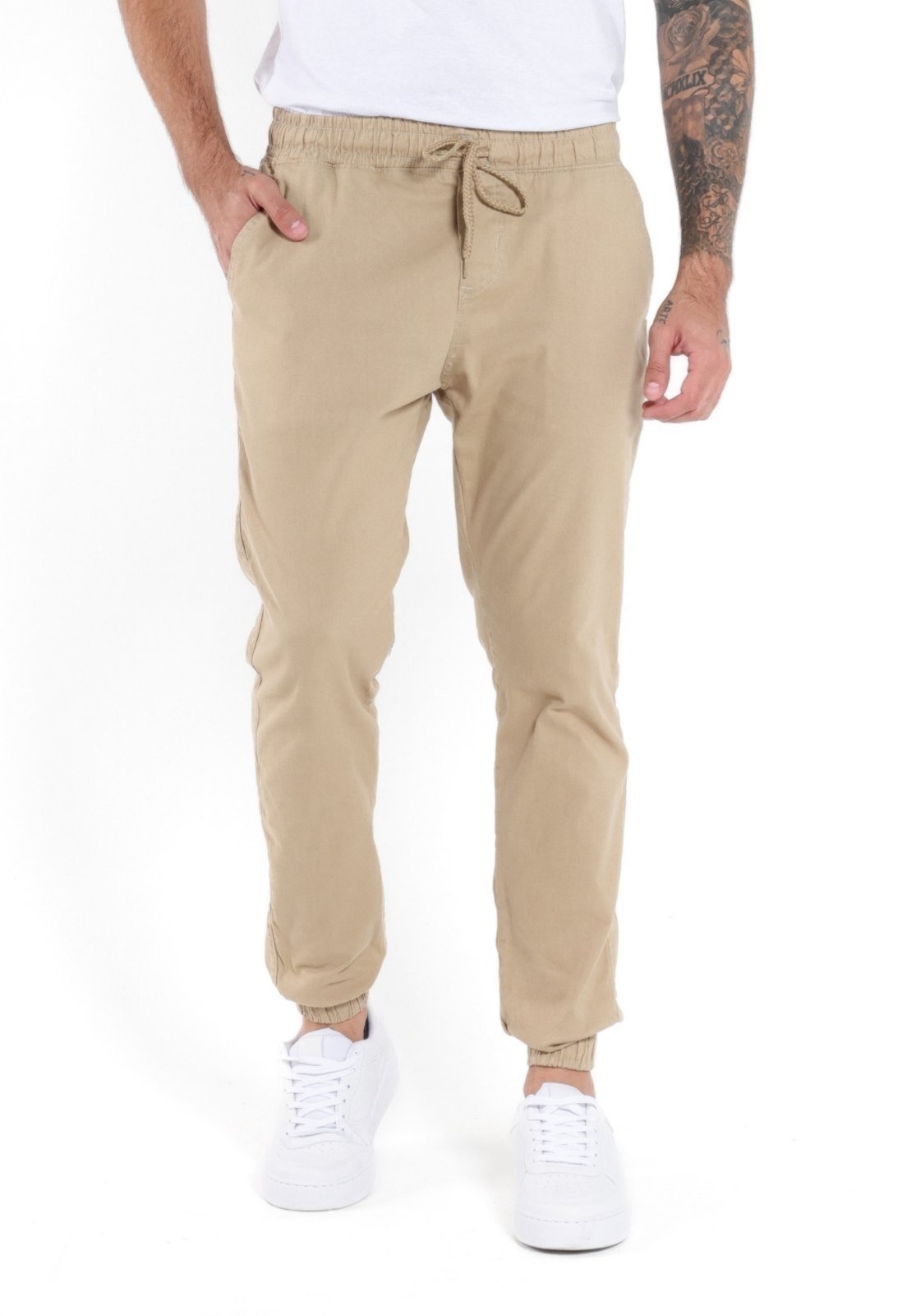 Vista 3 Calça Jogger Sarja Masculina Daze Modas bege Daze Modas bege
