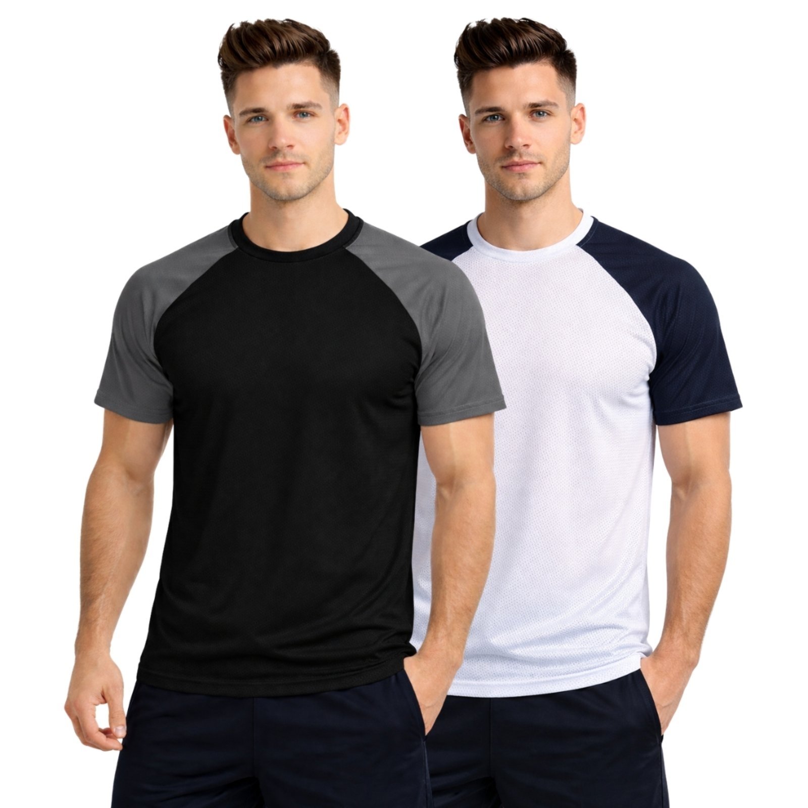 Kit 2 Camiseta Masculina Esportiva Dry Fit Camisa Gola Redonda Duas Cores