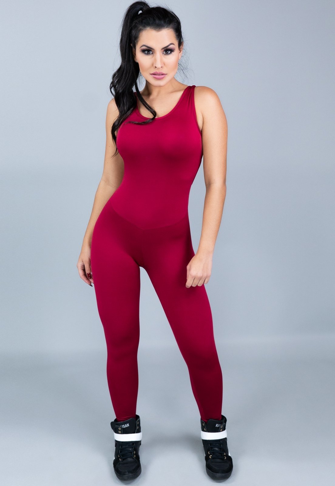 Macacão MVB Modas Longo Suplex Fitness Vinho