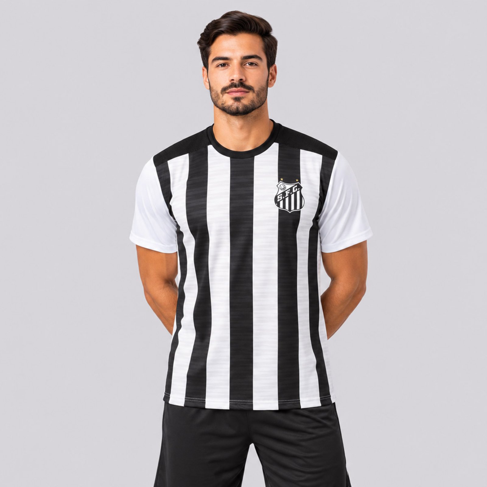 Camisa Santos Majestic Branca e Preta