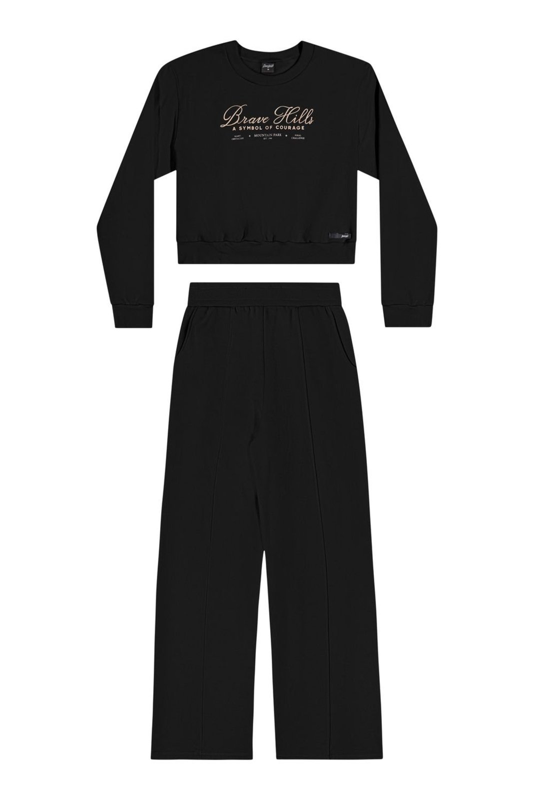 Infantil - Conjunto Juvenil Menina Moletom Estampado Beats Preto