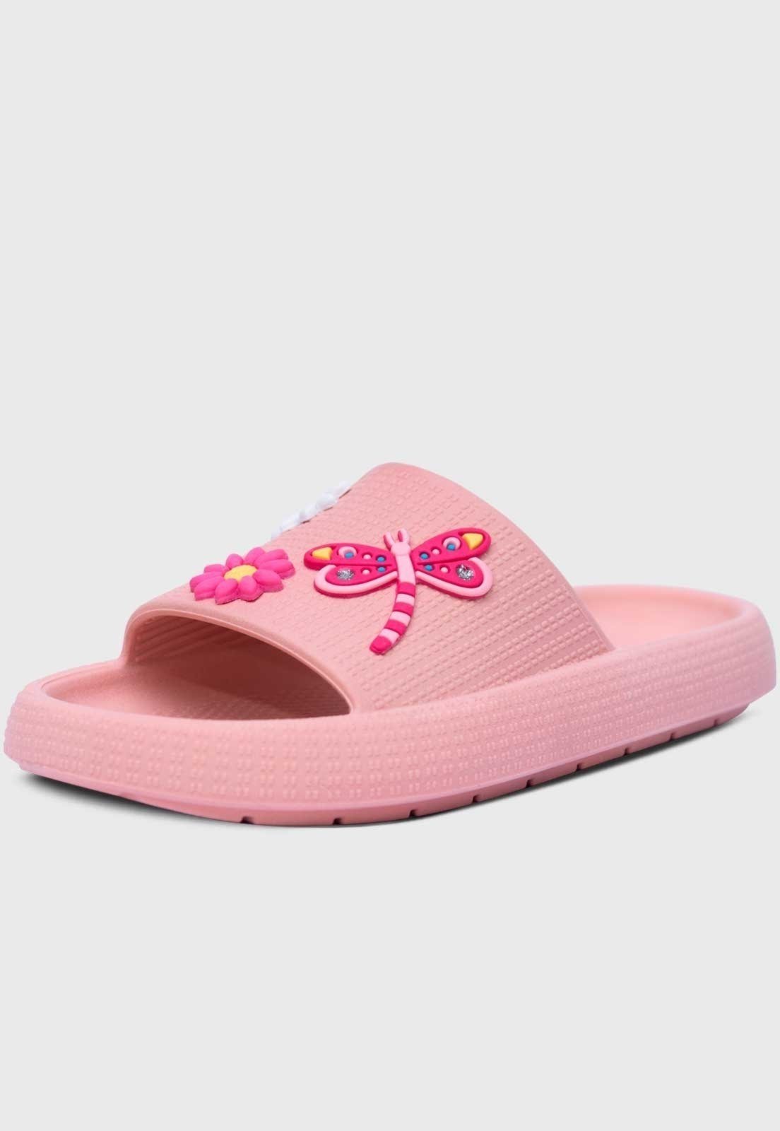 Infantil - Chinelo Nuvem Popidi Menina Libelula Rosa