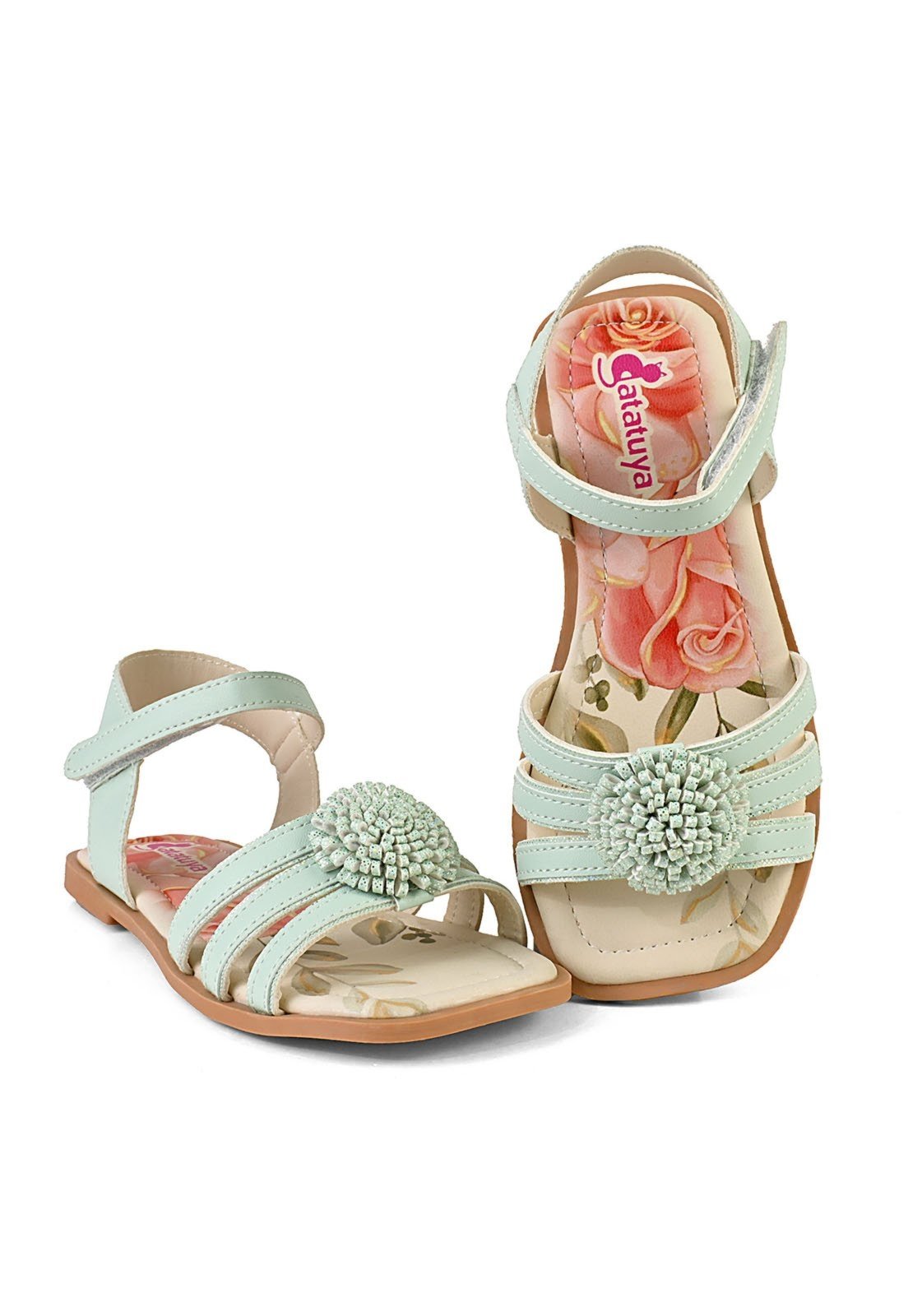 Infantil – Sandália Feminina Rasteira Menina Leve Verde/Brilho Mzkid