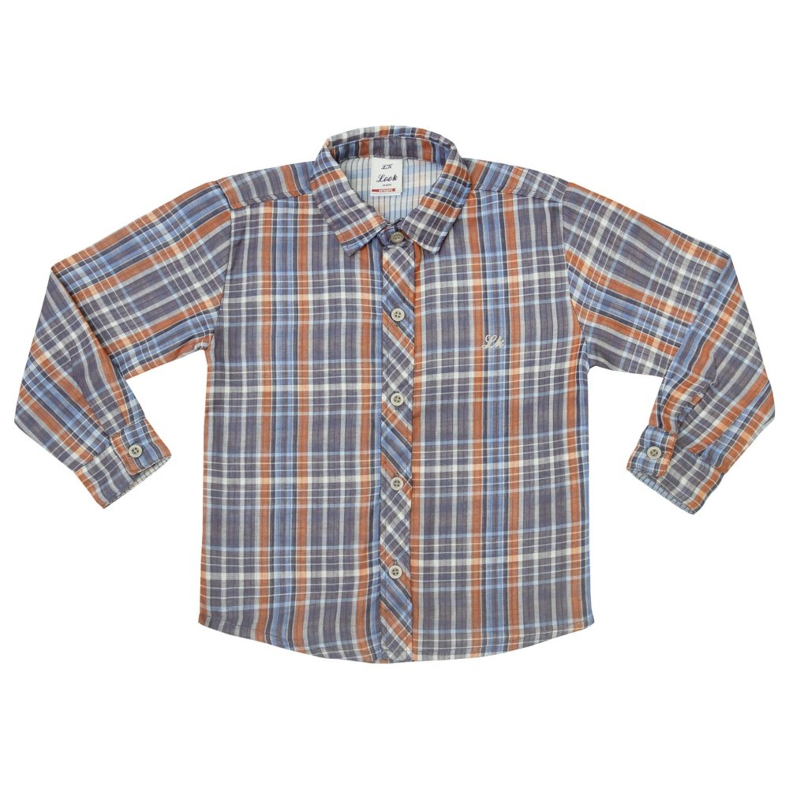 Infantil - Camisa Look Jeans Leve Xadrez Cinza
