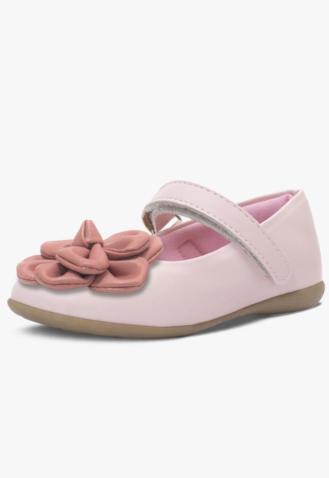 Infantil – Sapatilha Rasteira Feminina Pópidi Calce Facil Flor Petala Rosa