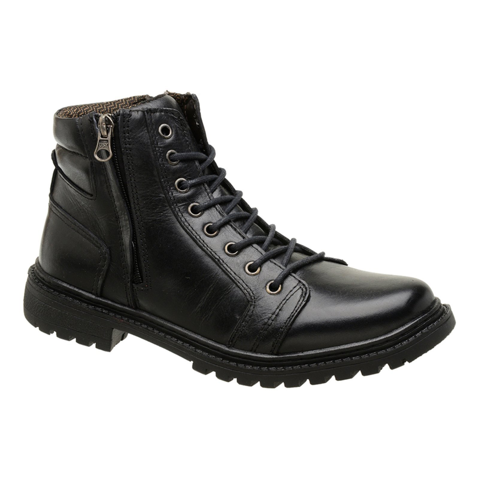 Bota Couro Preto Accona Masculina Dois Zíperes 2484403P