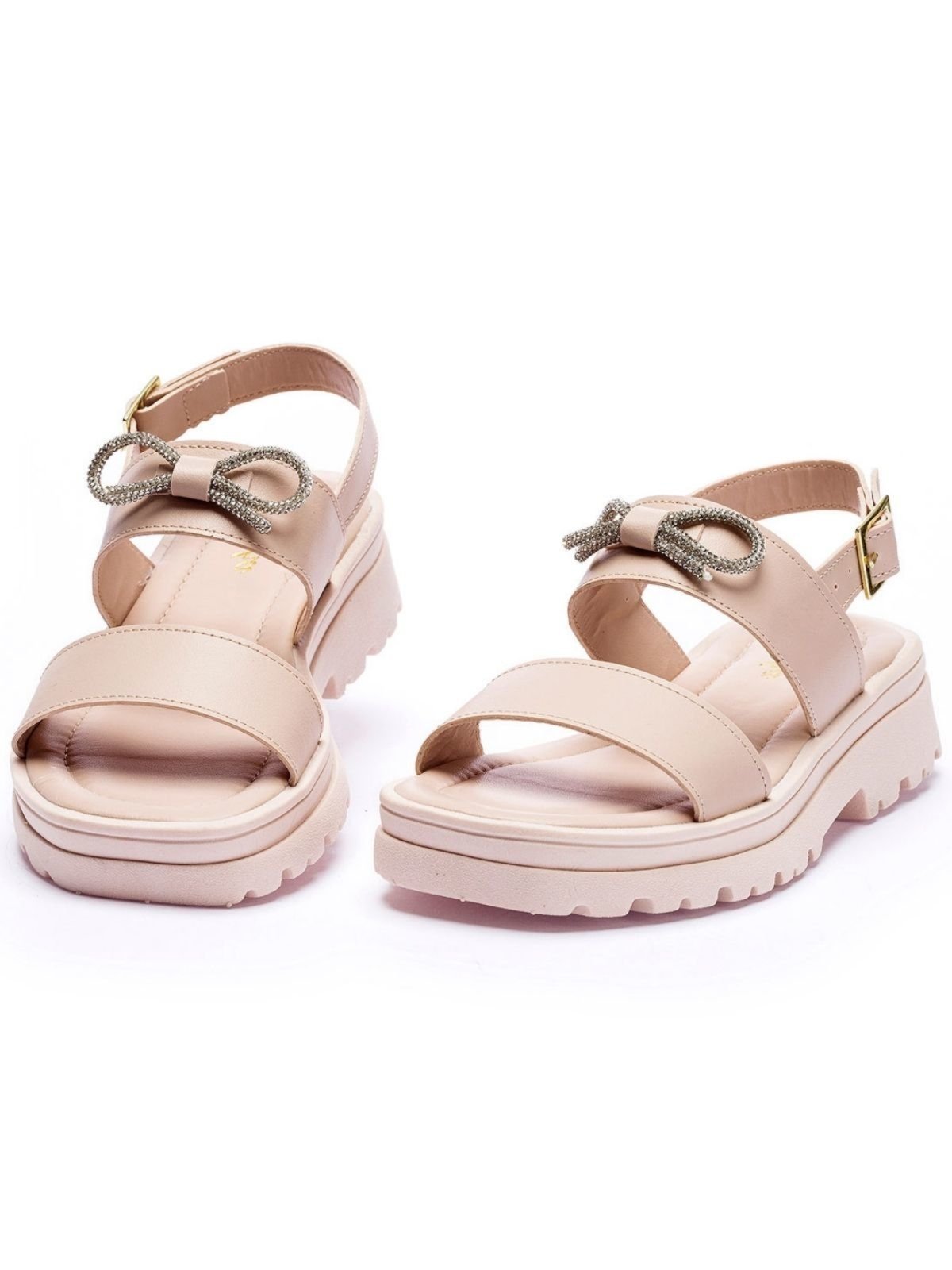 Vista 3 Infantil - Sandália Feminina Tininha Laço Strass nude Tininha nude