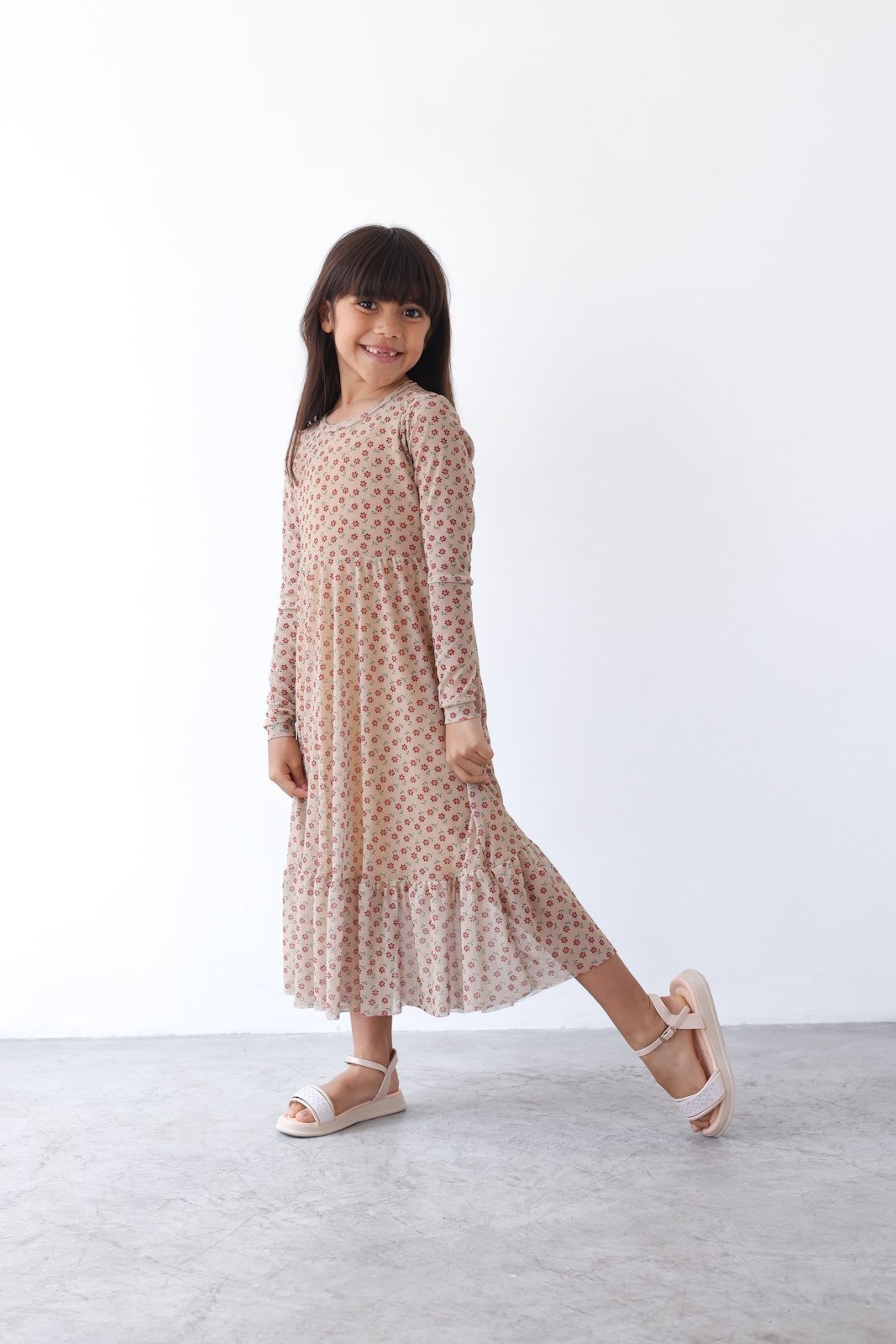 Infantil - Vestido Aura Carolina Floral Mini Bege