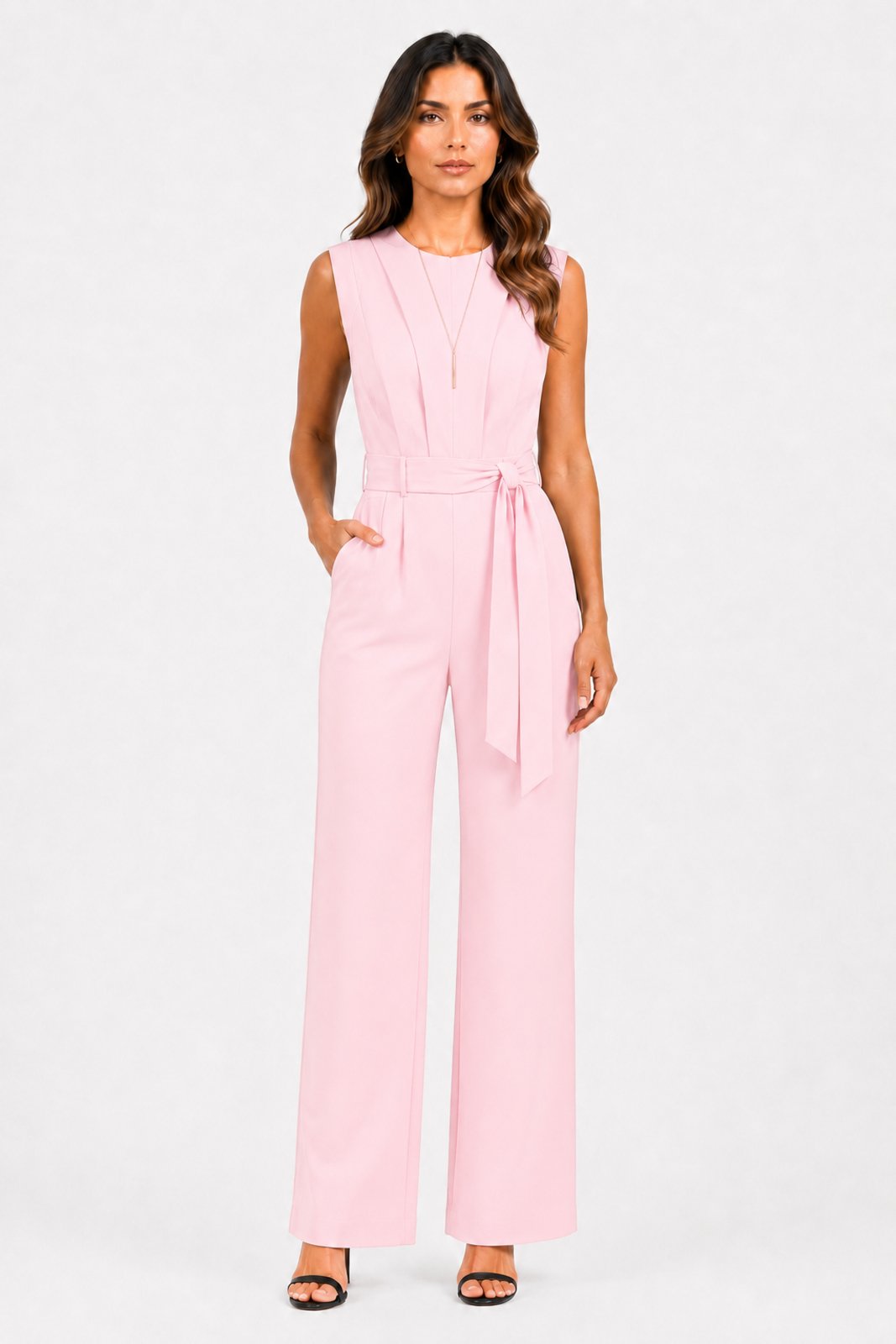 Macacão Alfaiataria D Bell Outlet Fashion Amarração Rosa