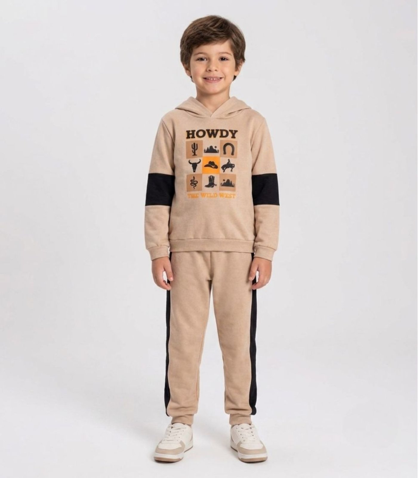 Infantil - Conjunto Moletom Menino Blusão E Calça Select Bege