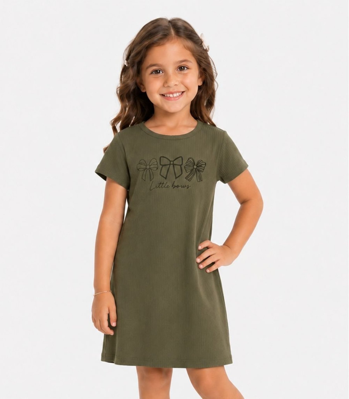 Infantil - Vestido Ribana Canelada E Estampa Select Verde
