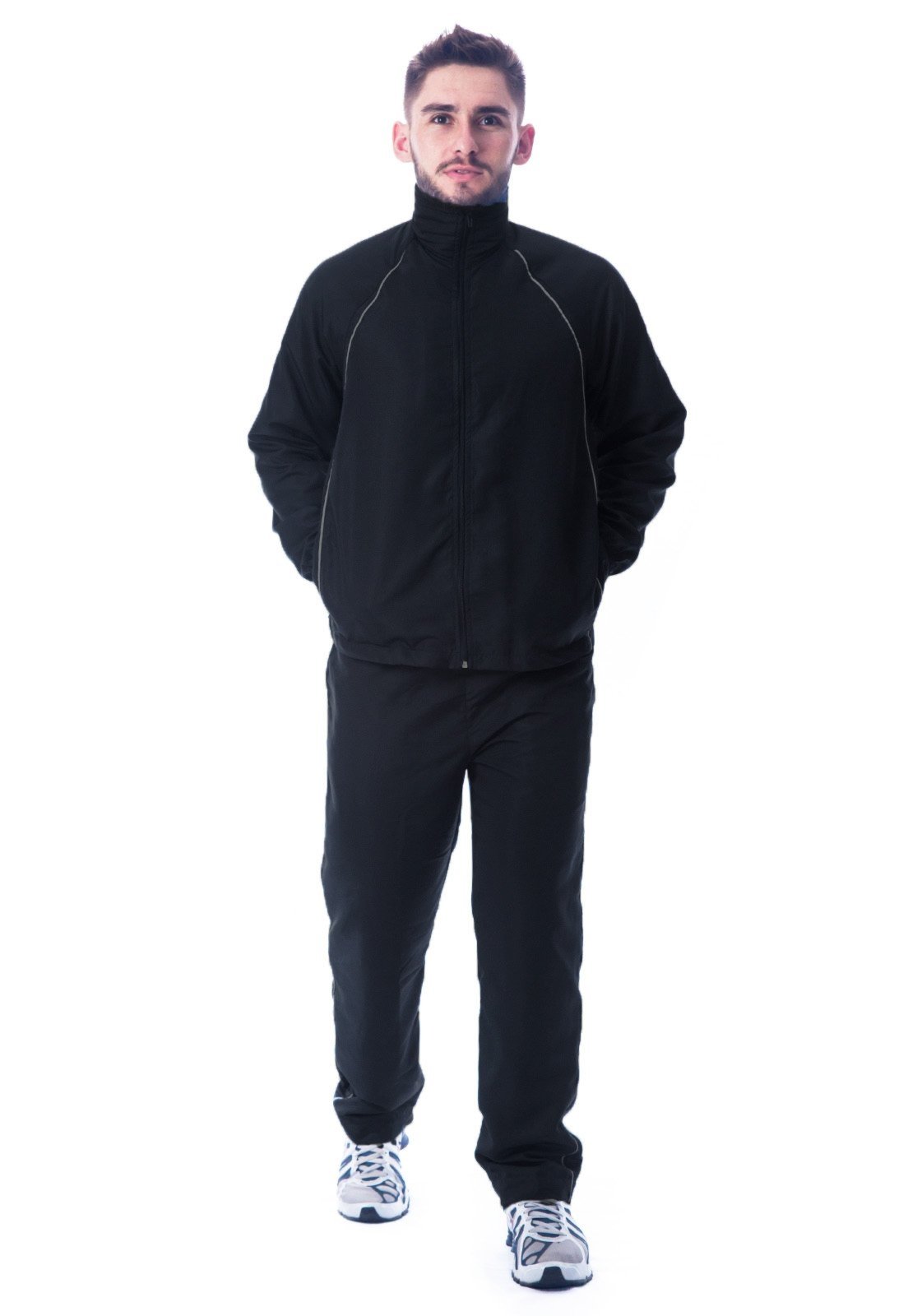Conjunto Agasalho Masculino Tactel Forrado Esportivo Preto