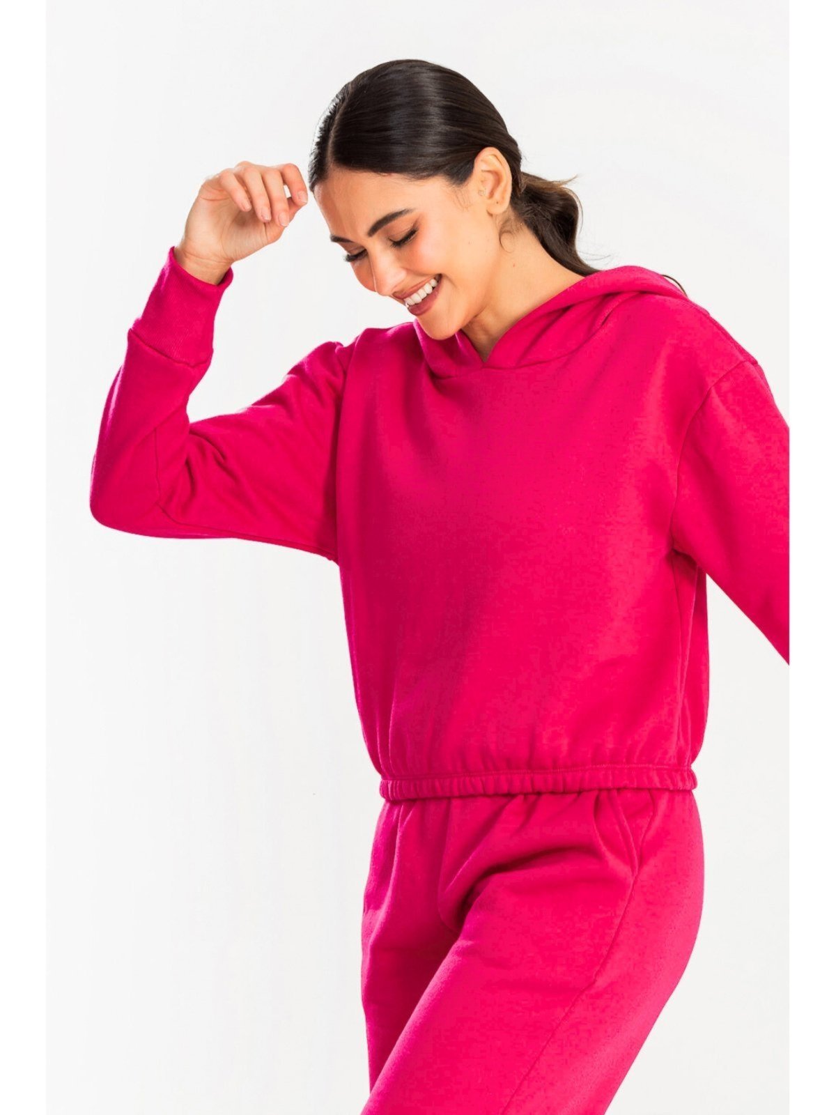 Cropped Moletom com Capuz Feminino Rosa Pink