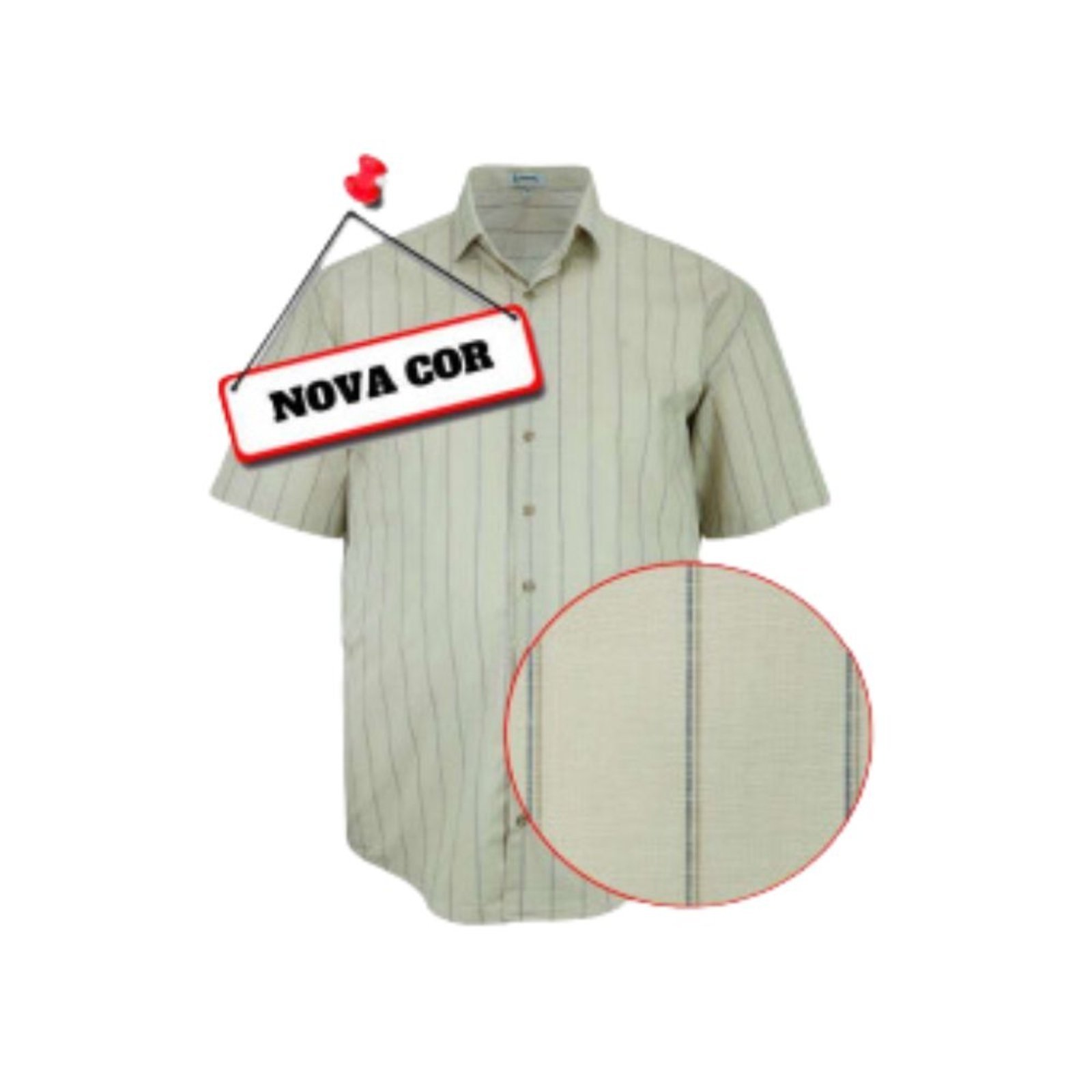 Camisa Manga Curta Amil Clássica Algodão Bege 1800
