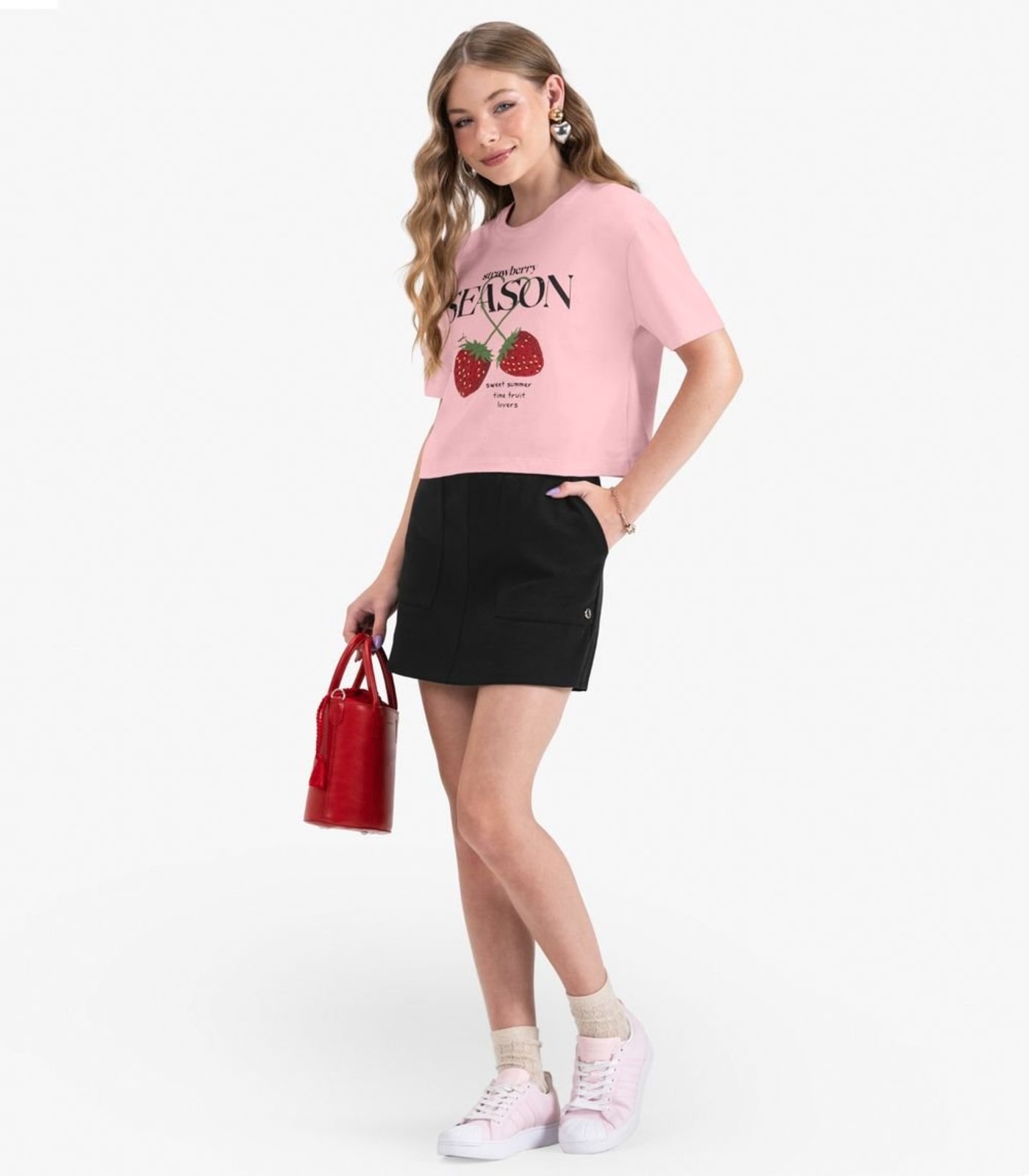 Infantil – Camiseta Juvenil Manga Curta em Meia Malha Minty Rosa