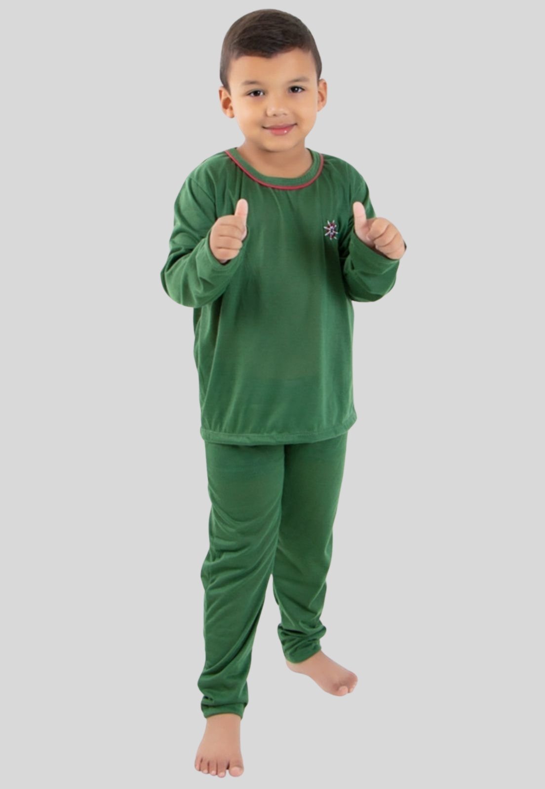 Vista 3 Pijama Masculino Longo Escuro Diluxo verde Diluxo verde