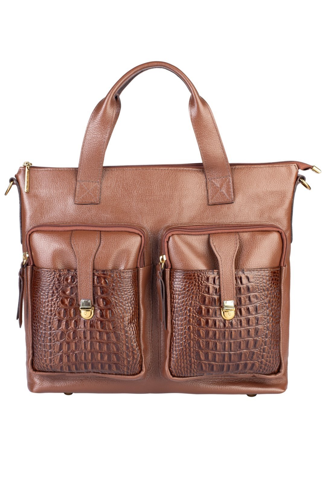 Vista 2 Bolsa para notebook de couro croco Jaque - Whisky Andrea Vinci marrom Andrea Vinci marrom