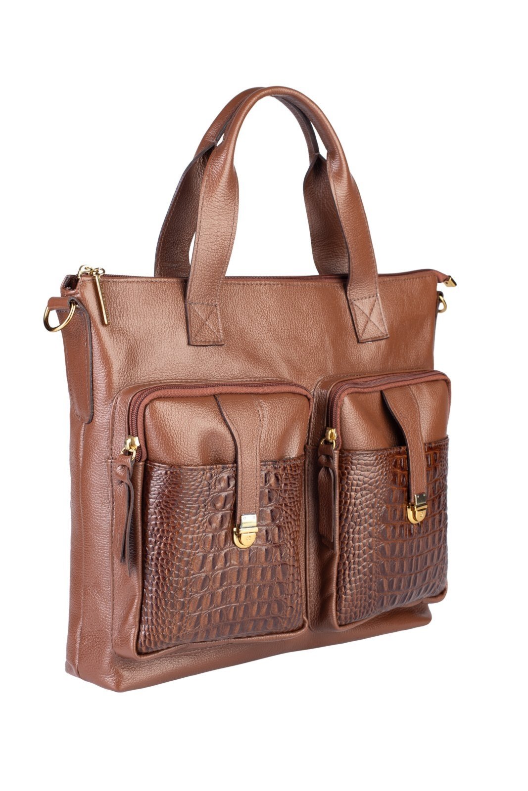 Vista 3 Bolsa para notebook de couro croco Jaque - Whisky Andrea Vinci marrom Andrea Vinci marrom