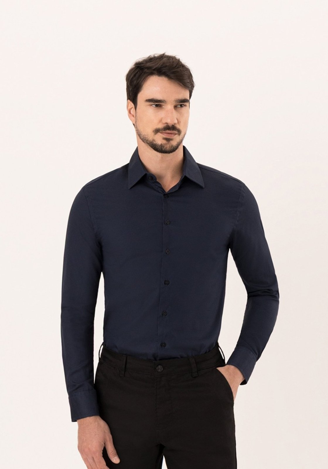 Camisa Slim Fit Em Tecido Maquinetado