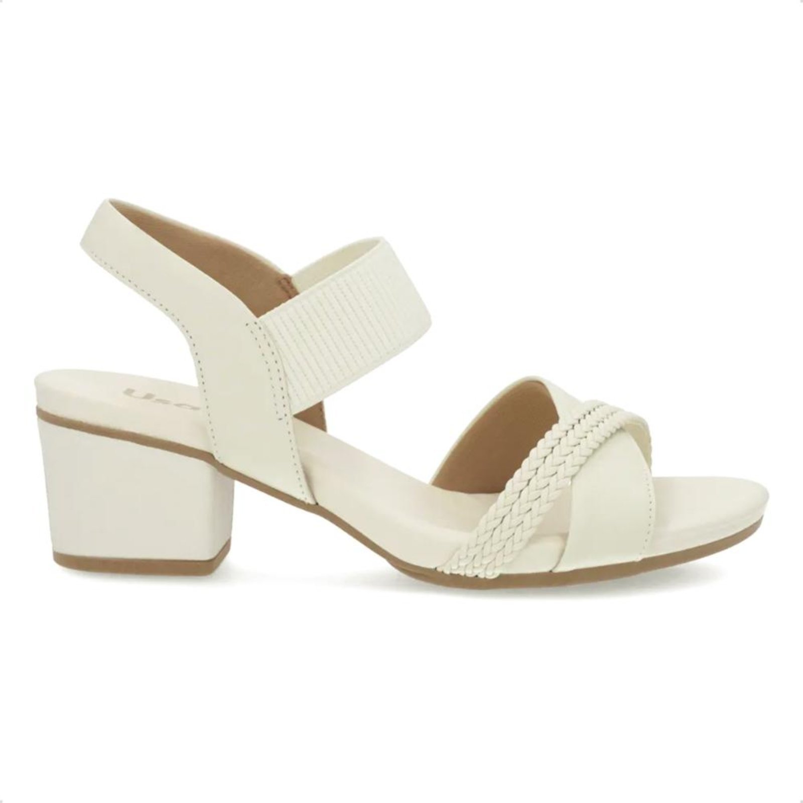Vista 2 Sandália Usaflex Feminina Bico Redondo Couro Tira Trançada Casual AE32035 Off-white off-white white Usaflex off-white white