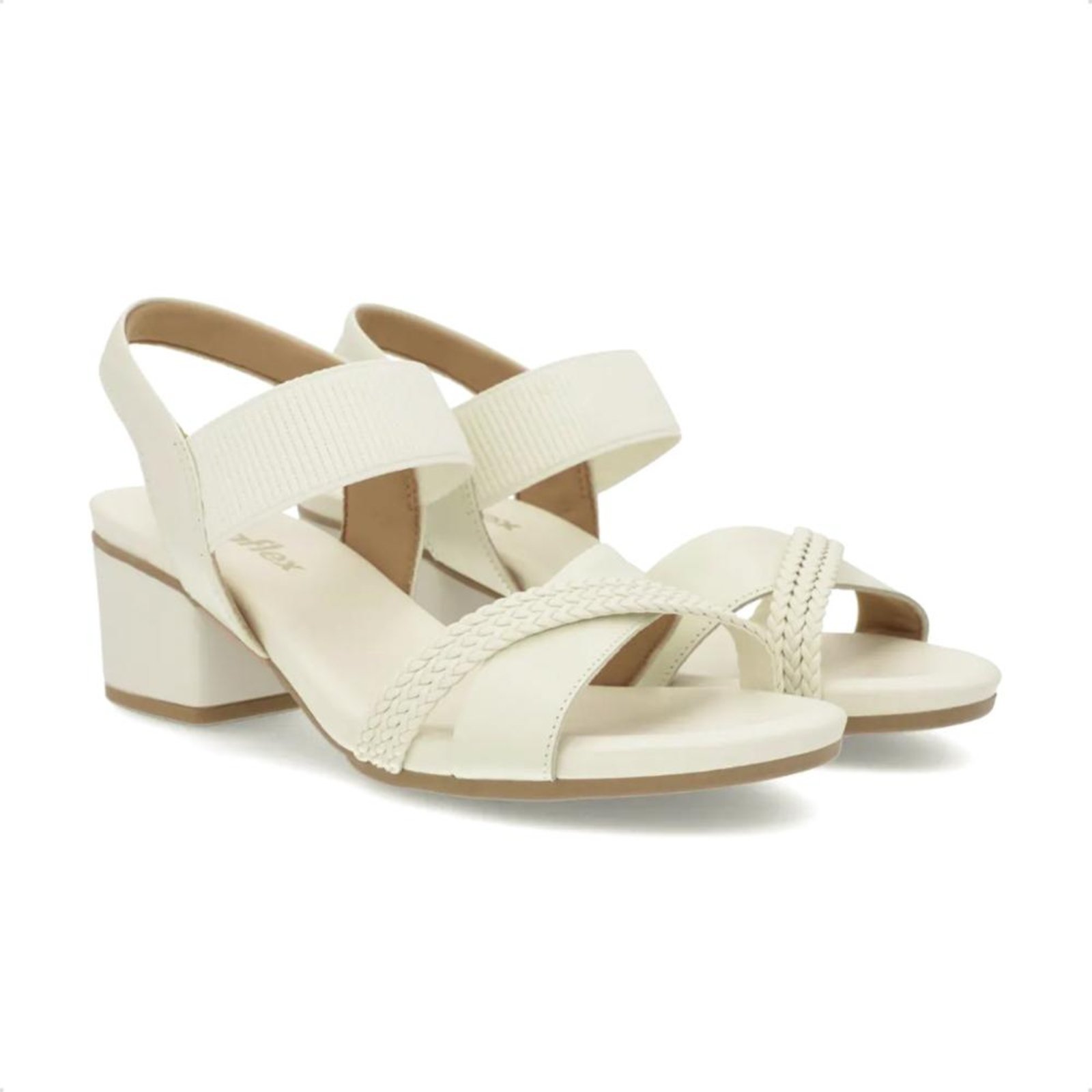 Vista 3 Sandália Usaflex Feminina Bico Redondo Couro Tira Trançada Casual AE32035 Off-white off-white white Usaflex off-white white