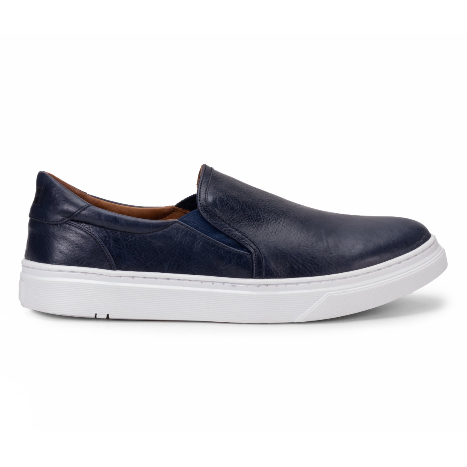Tênis Sapatênis Masculino Couro Legítimo Slipn On Miuzzi Flat Baixo Plataforma Azul Marinho
