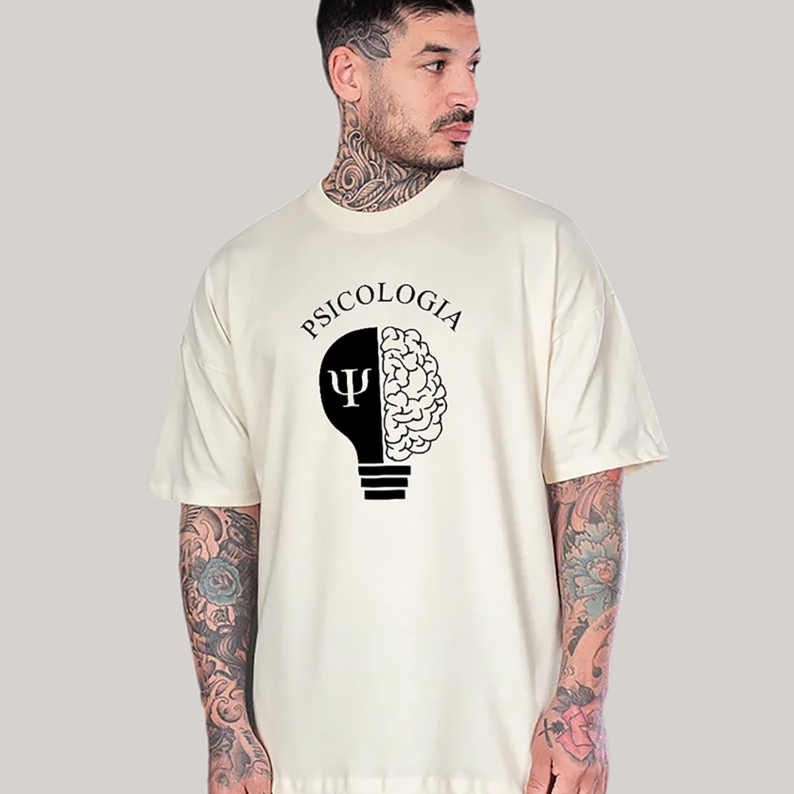 Vista 2 Camiseta Ousy Unissex Profissão Psicologia Visual Impactante Símbolo Psi Oversized Off White off-white white ousy off-white white