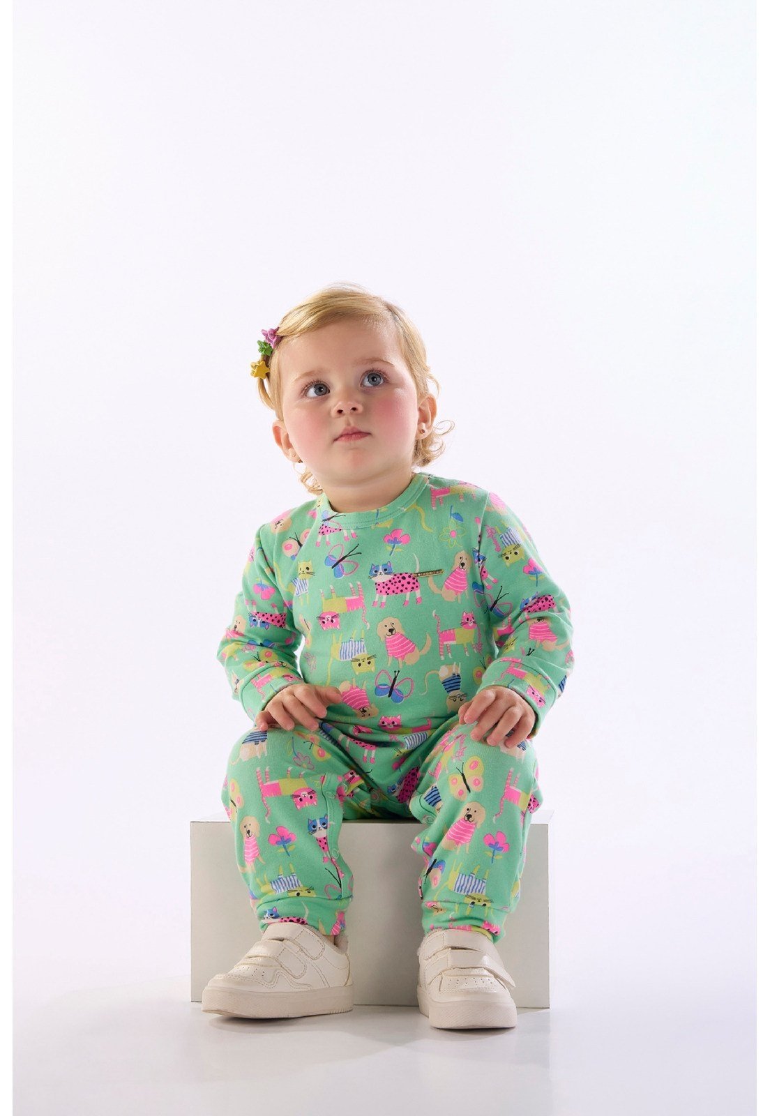 Infantil - Macacão Cotton Felpado Estampa Quimby Azul