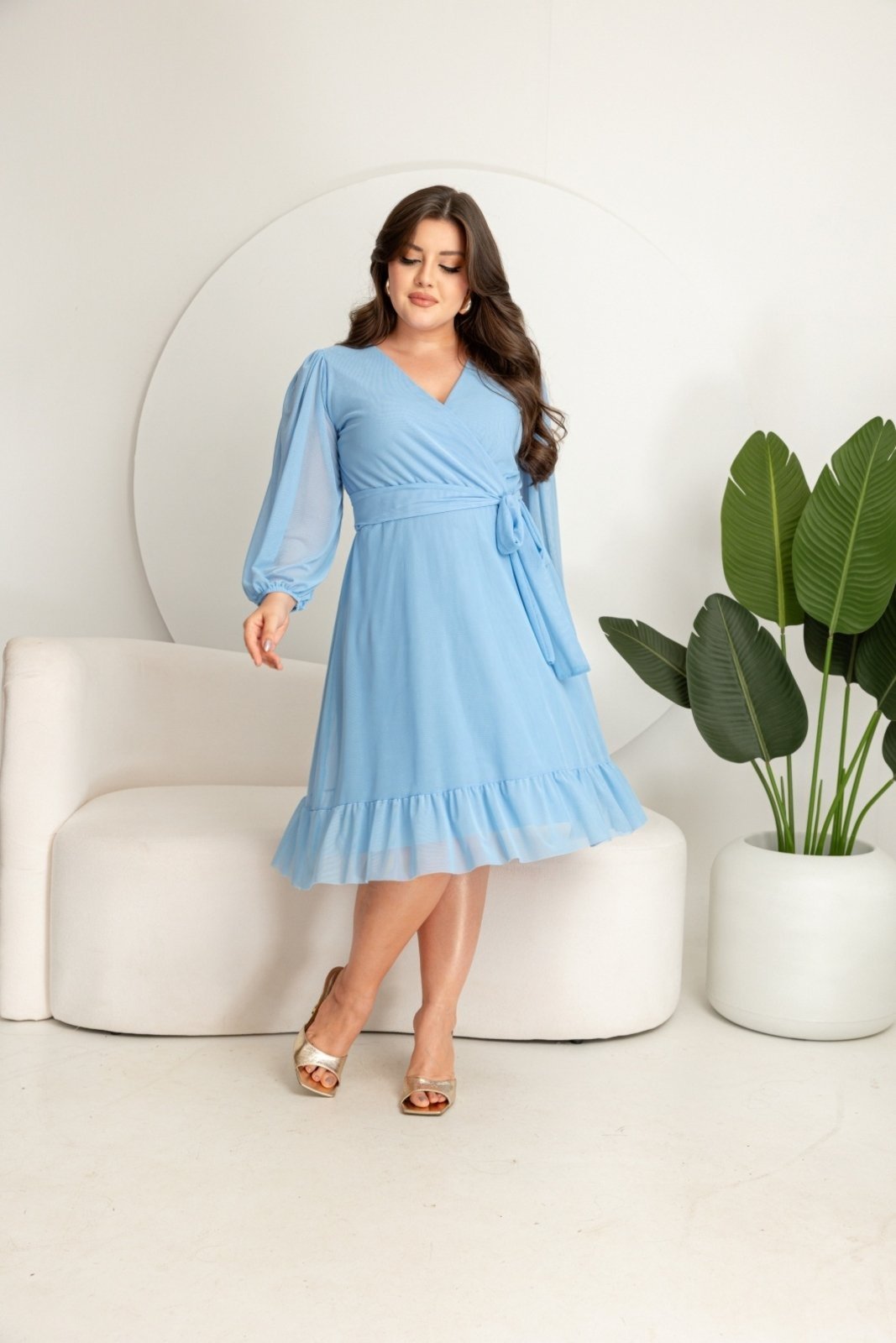 Vestido MIdi Manga Curta Social Premium Festa Chique Charmely Evangélico