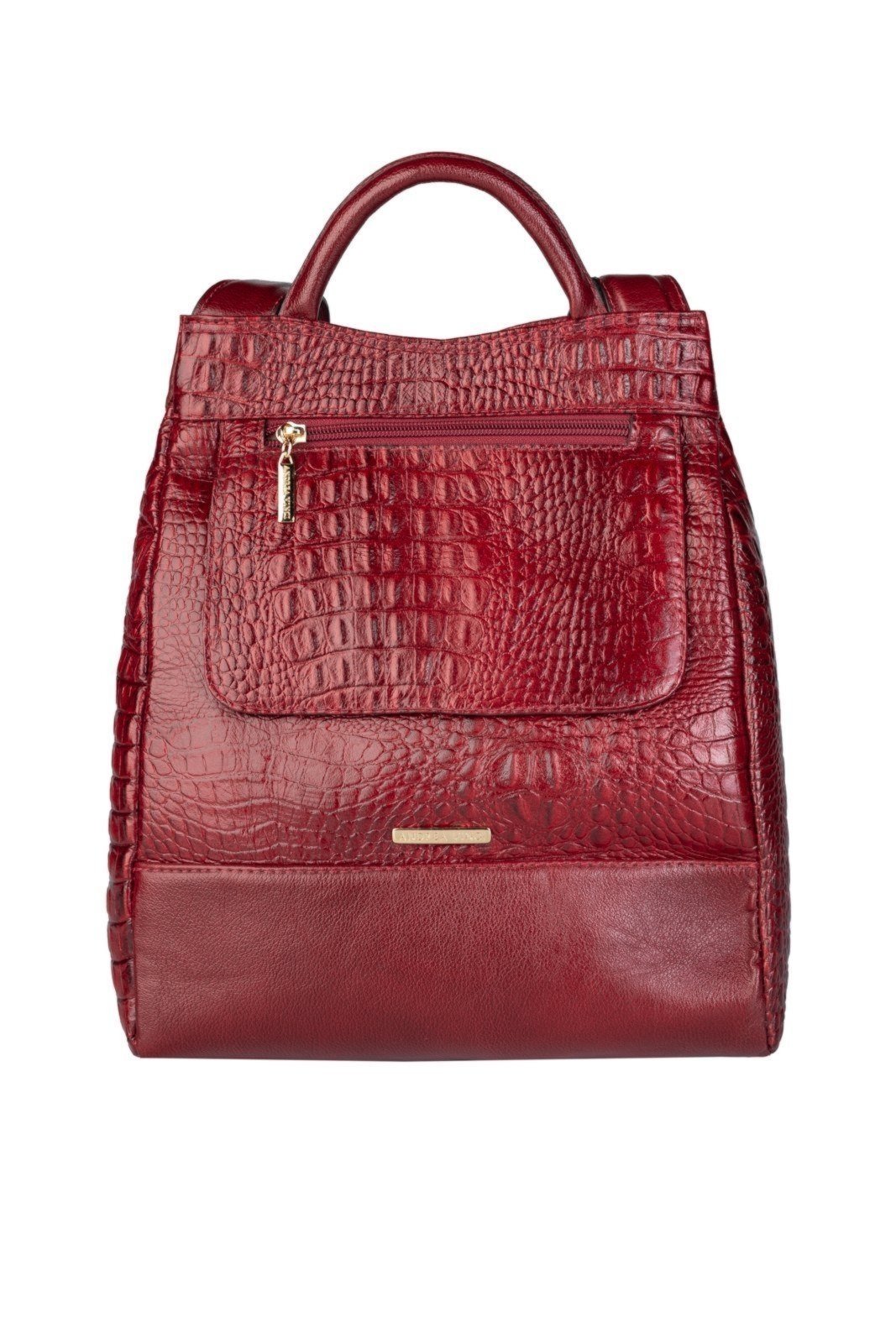 Mochila Andrea Vinci Pequena Antifurto Couro Croco Susan – Vermelho