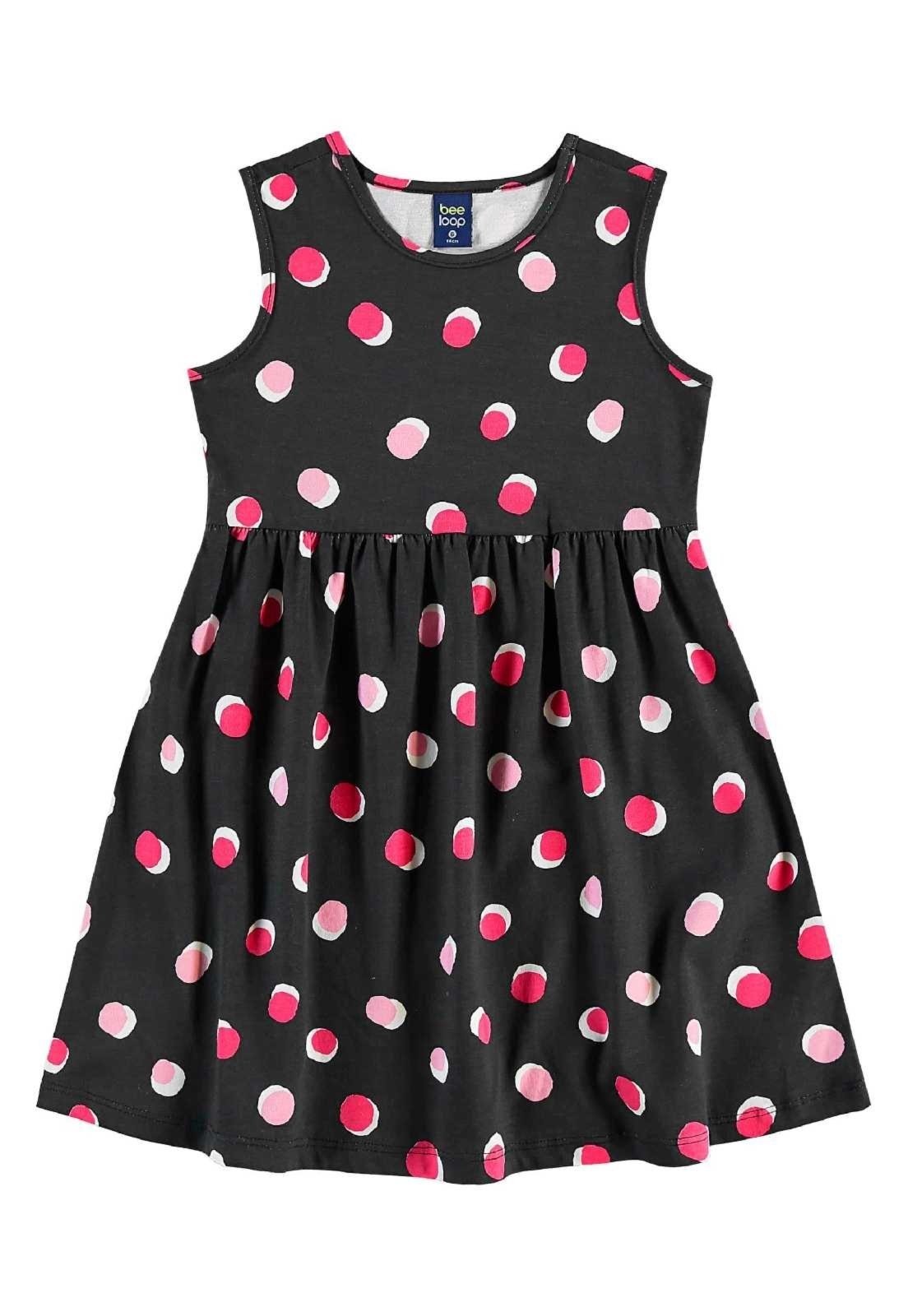 Infantil – Vestido de Bolinhas Bee Loop Preto