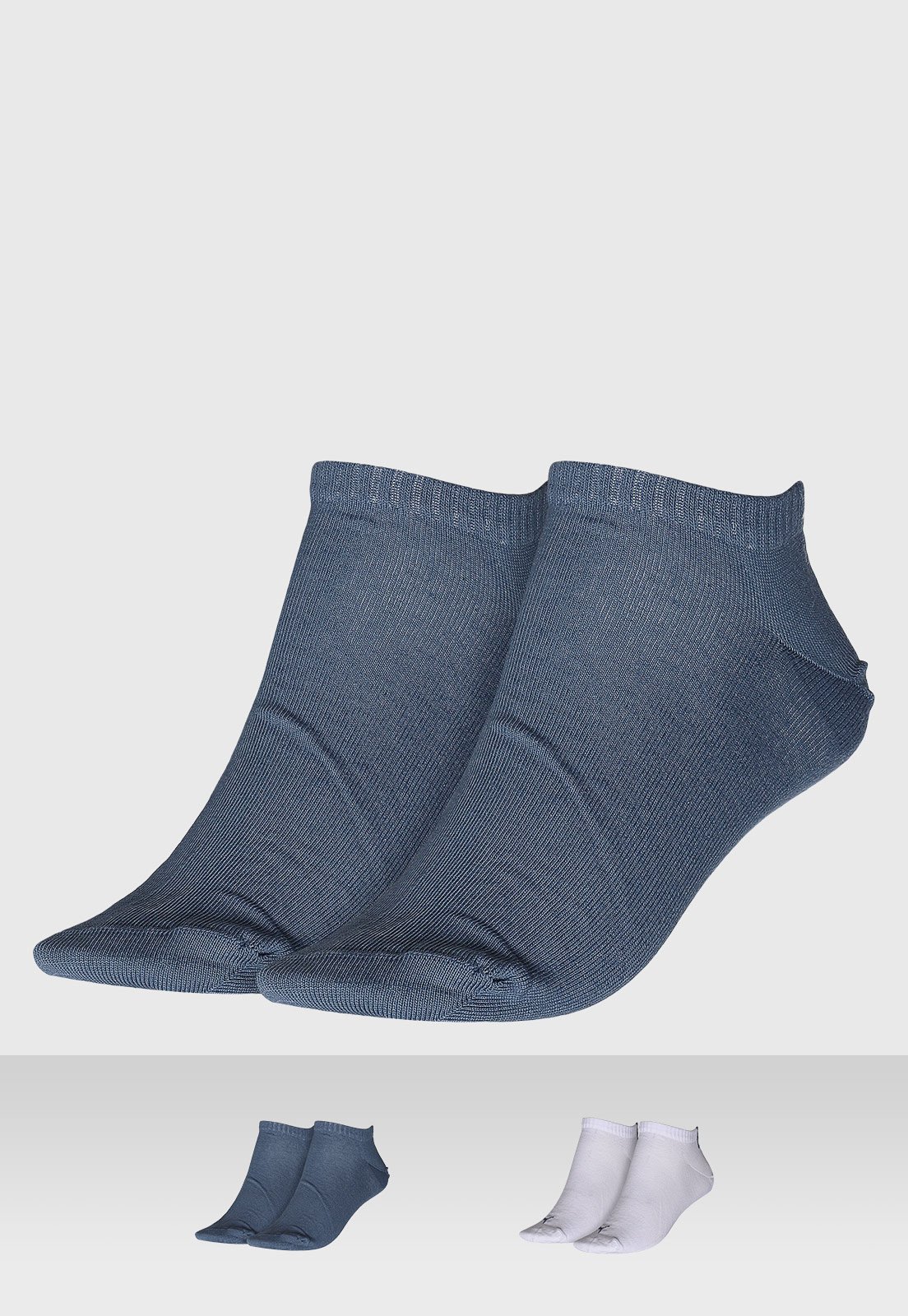 Kit 2 Pares Meias Puma Cano Curto Azul