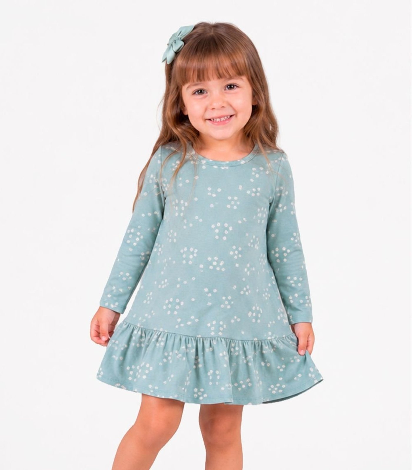 Infantil - Vestido Manga Longa Estampado Select Verde