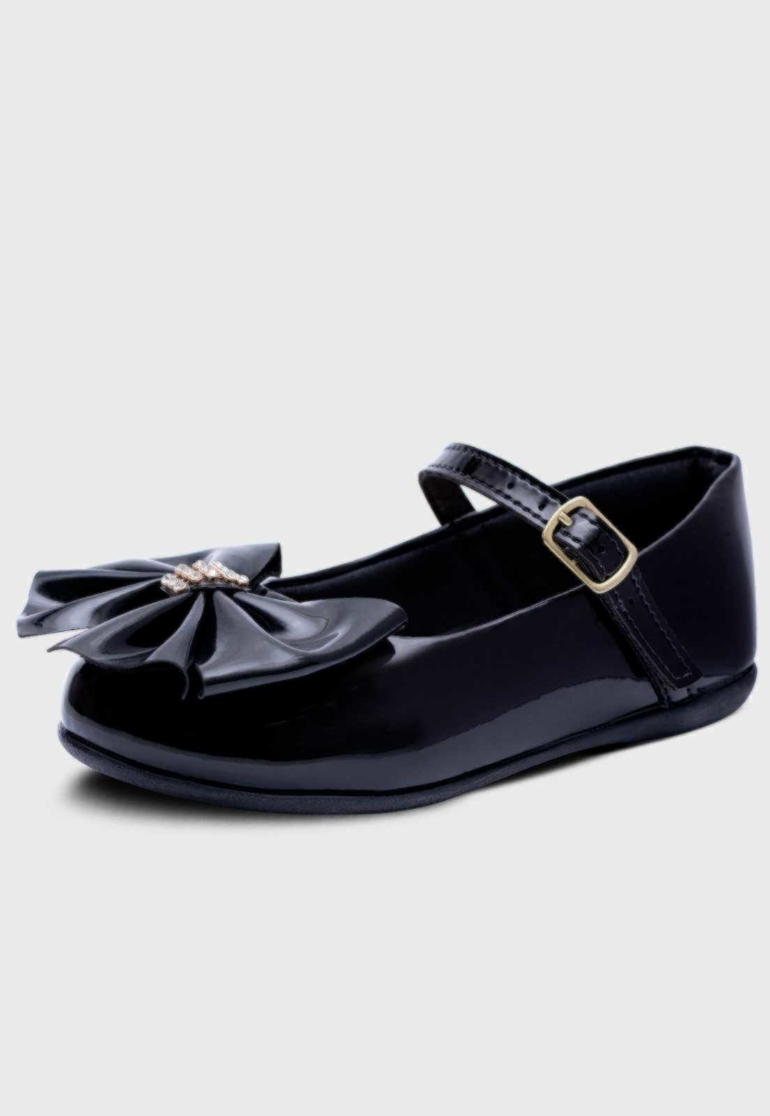 Infantil – Sapatilha Popidi Menina Laço Grande Preto