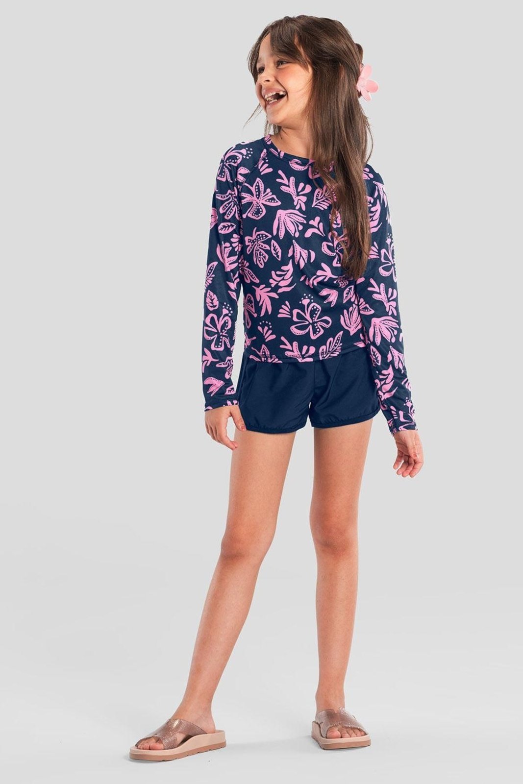 Infantil - Shorts menina em microfibra Brandili Hora do Mergulho Azul