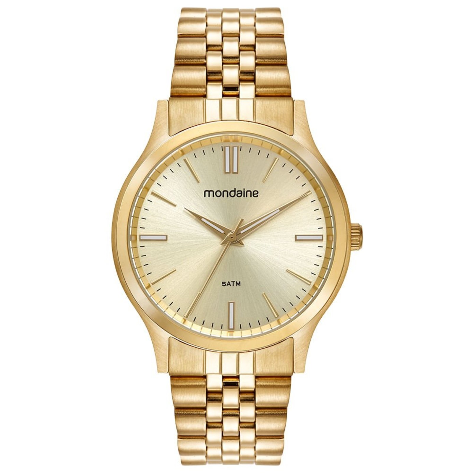Relógio Mondaine Masculino Analógico Dourado Mostrador Champagne Mondaine