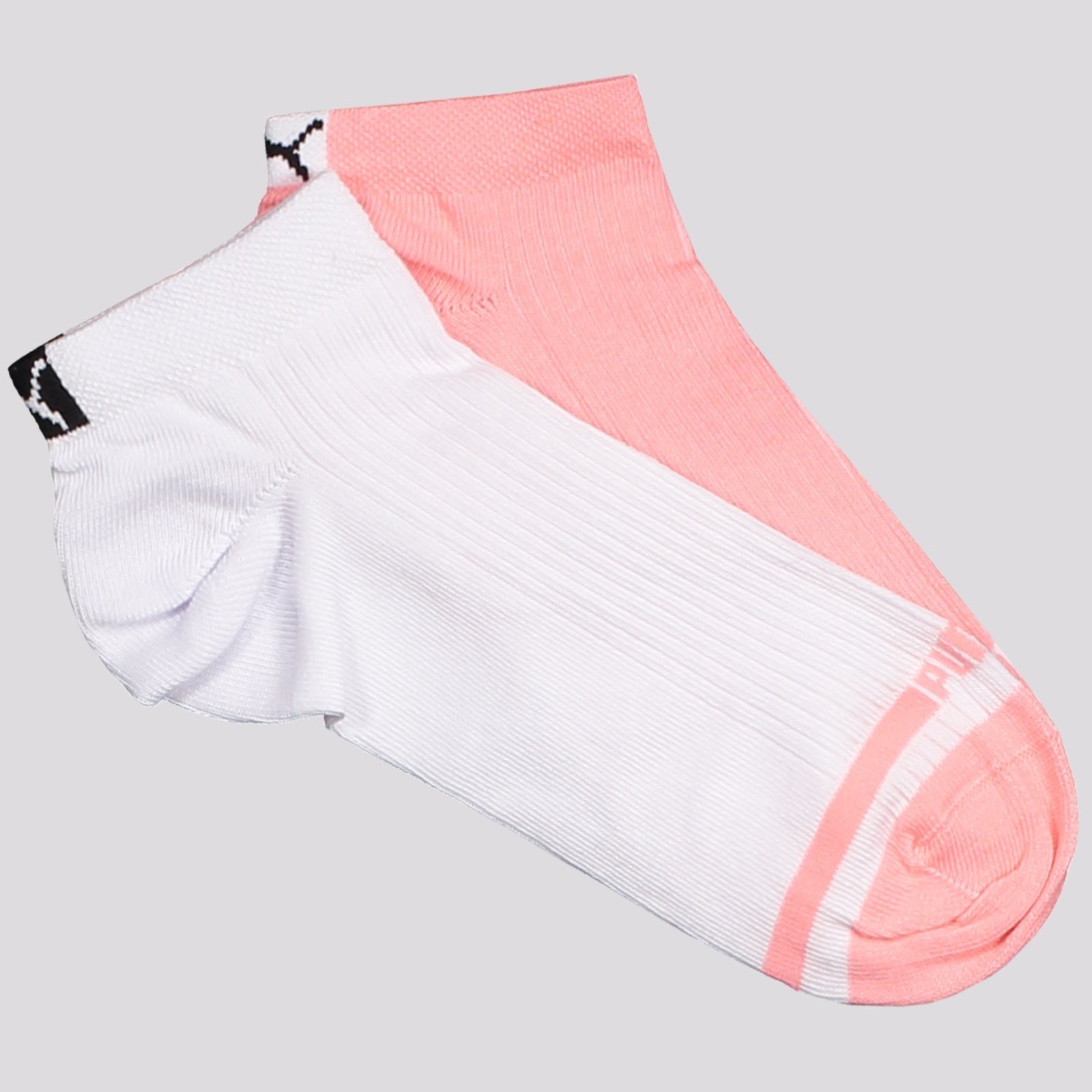 Vista 2 Kit Meia Puma Logo Sapatilha 2 Pares Feminina Branca e Rosa branco rosa Puma branco rosa